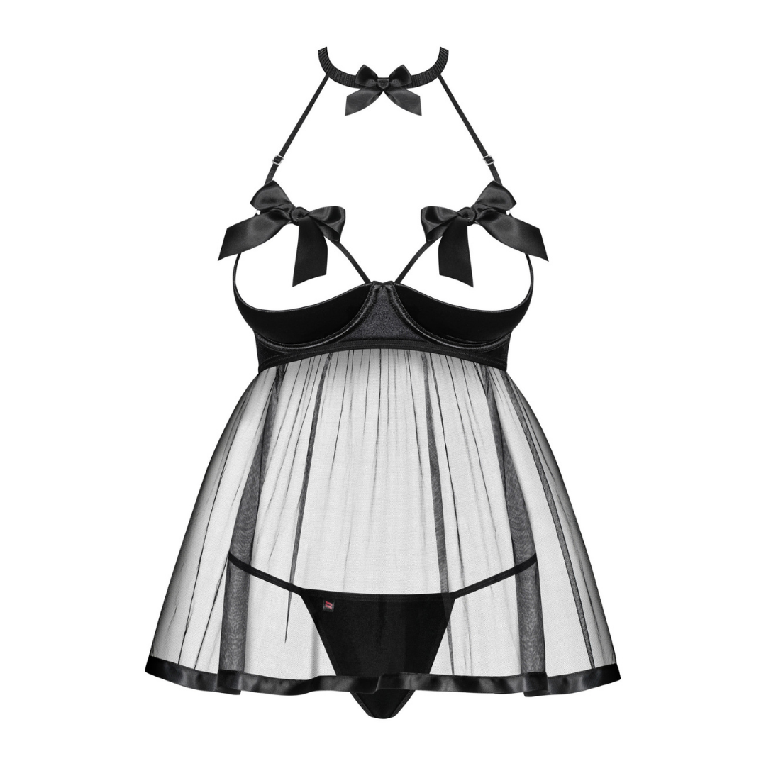 Obsessive - Delishya 蝴蝶結掛脖露胸情趣睡裙套裝 L/XL