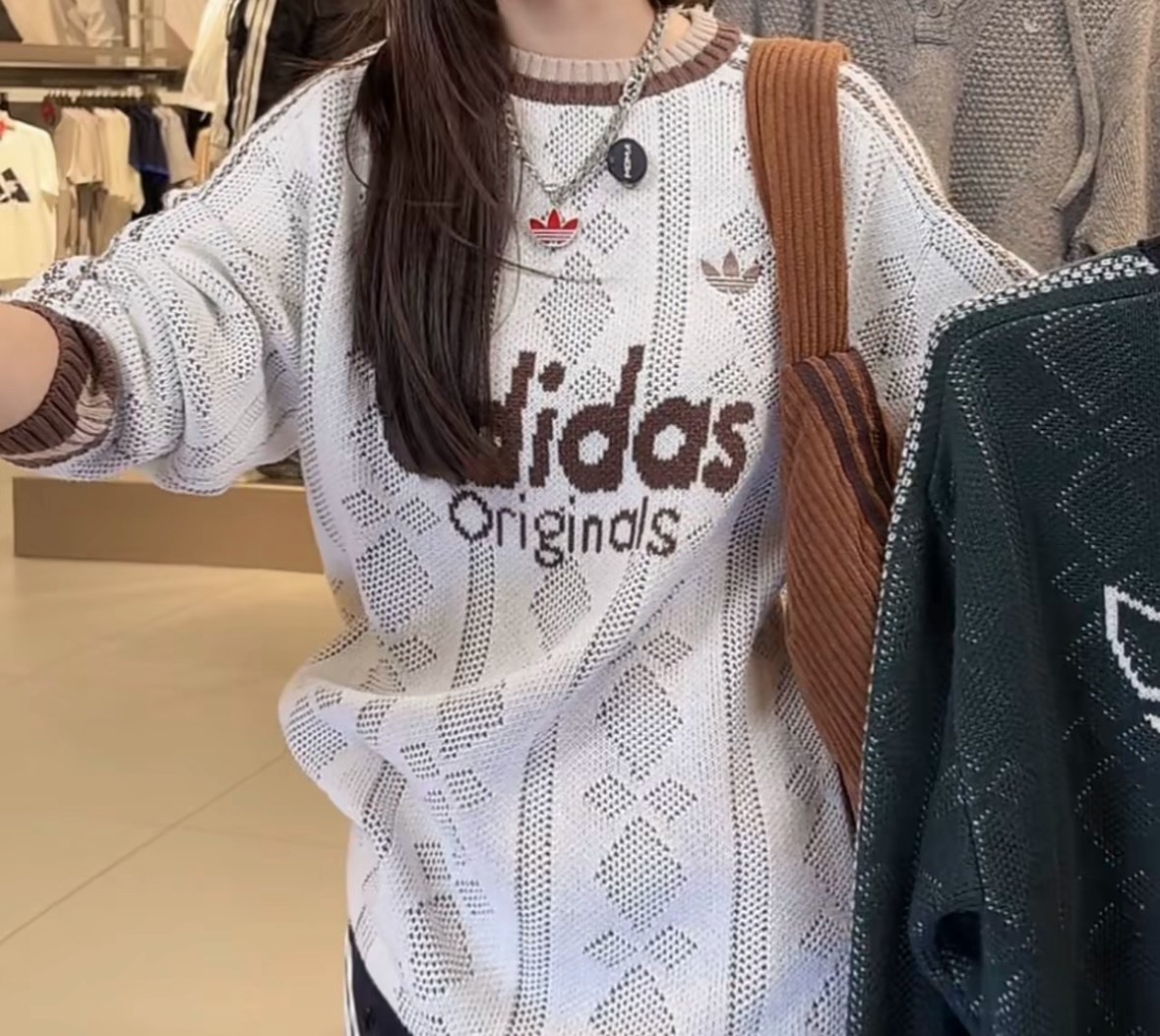 ADIDAS LOGO 麻花 針織毛衣 卡其色  墨綠色KS5957 KS5956