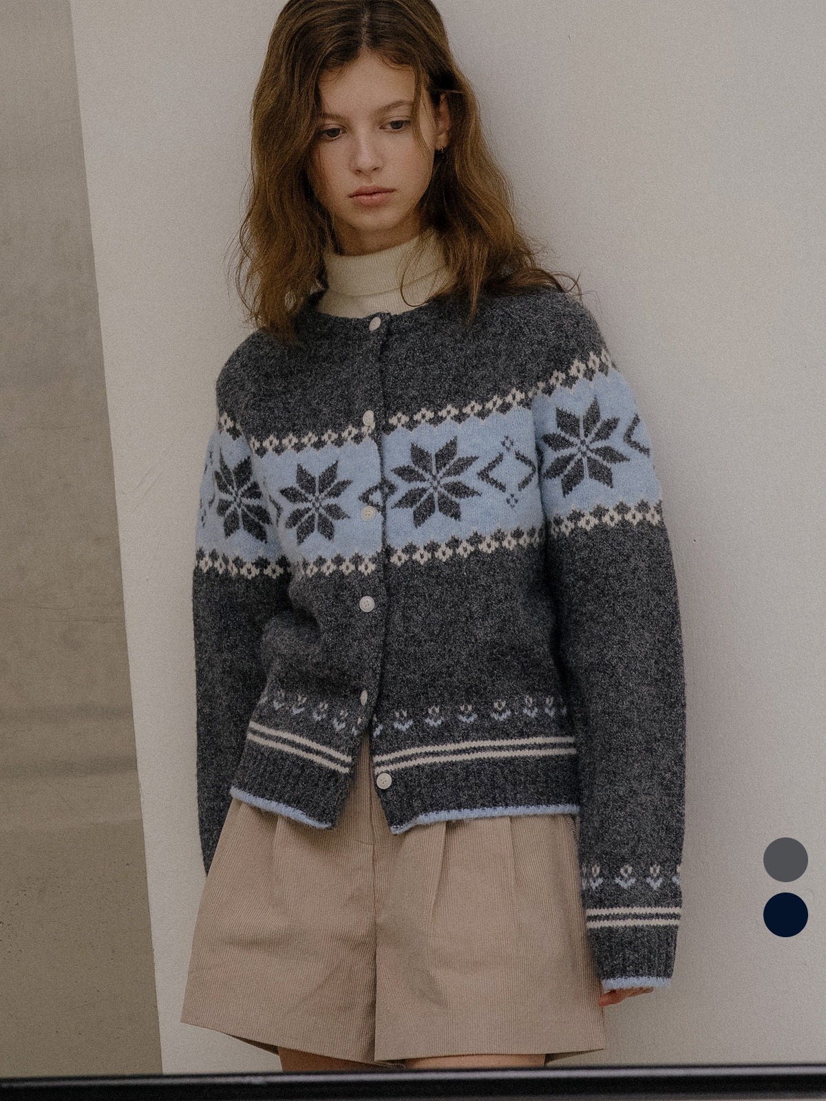 TILLIDIE Snowflake wool blended cardigan