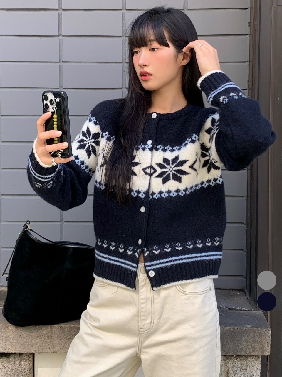 TILLIDIE Snowflake wool blended cardigan