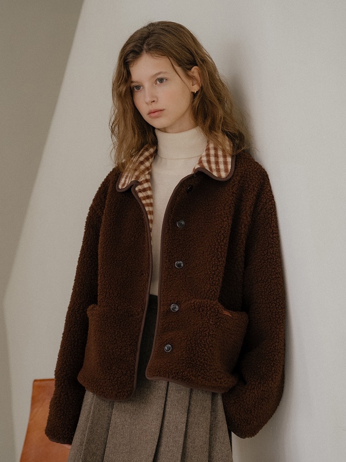 TILLIDIE Check Collar Detail Dumble Jumper