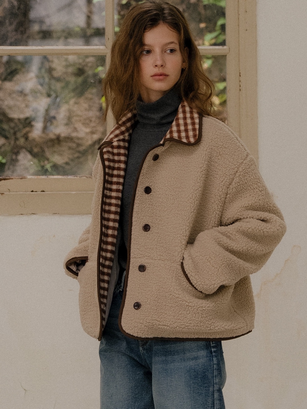 TILLIDIE Check Collar Detail Dumble Jumper