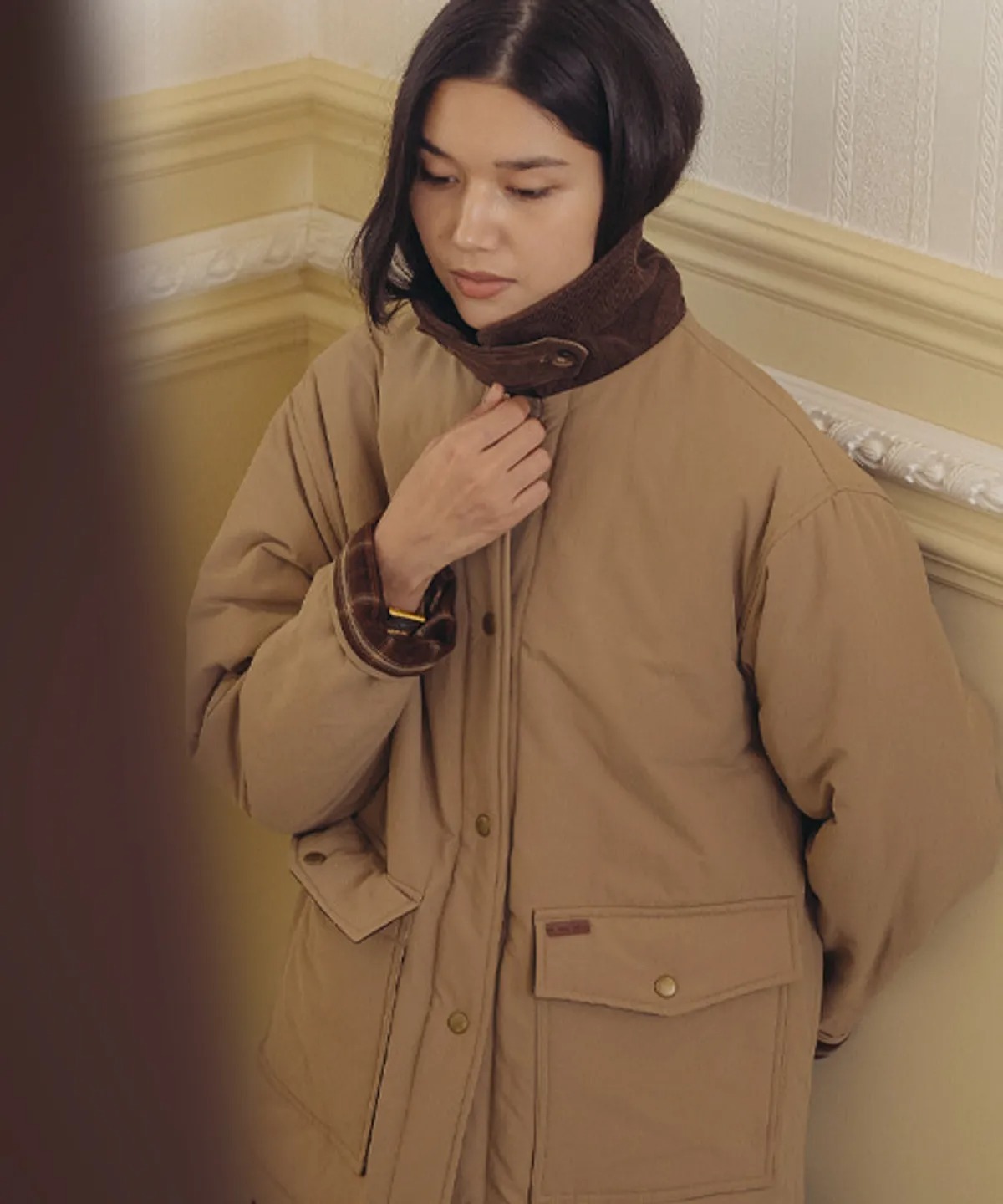 TILLIDIE Corduroy Collar Point Padded Jumper