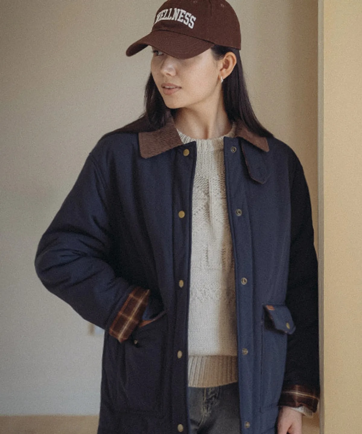 TILLIDIE Corduroy Collar Point Padded Jumper