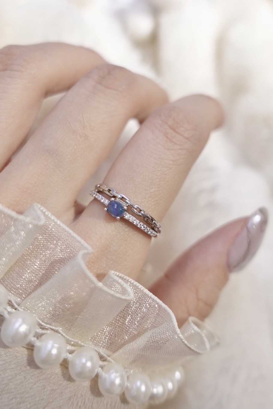 《 預購 》黑歐泊雙鍊戒