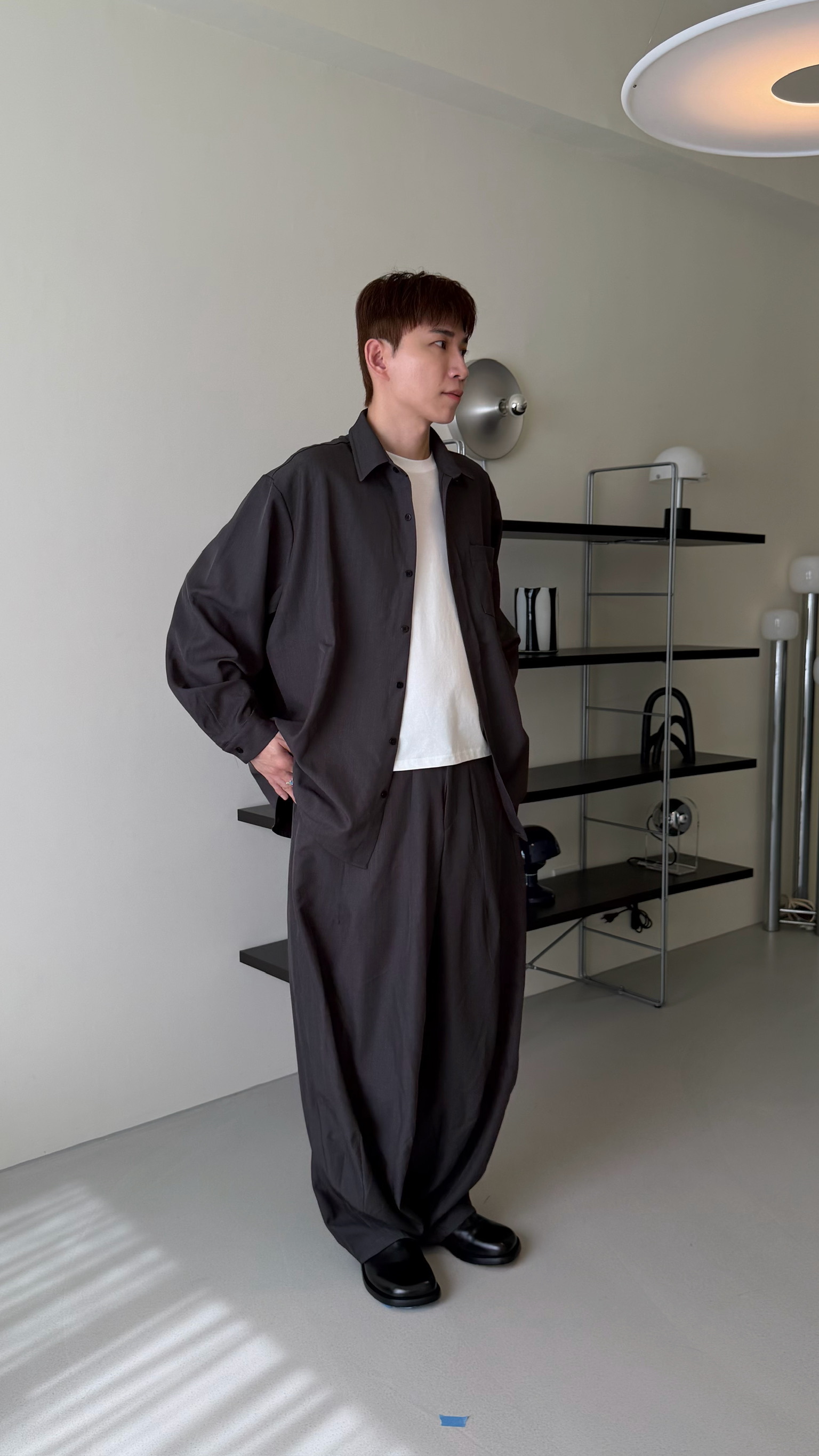 光澤後鬆緊西裝褲☝🏻