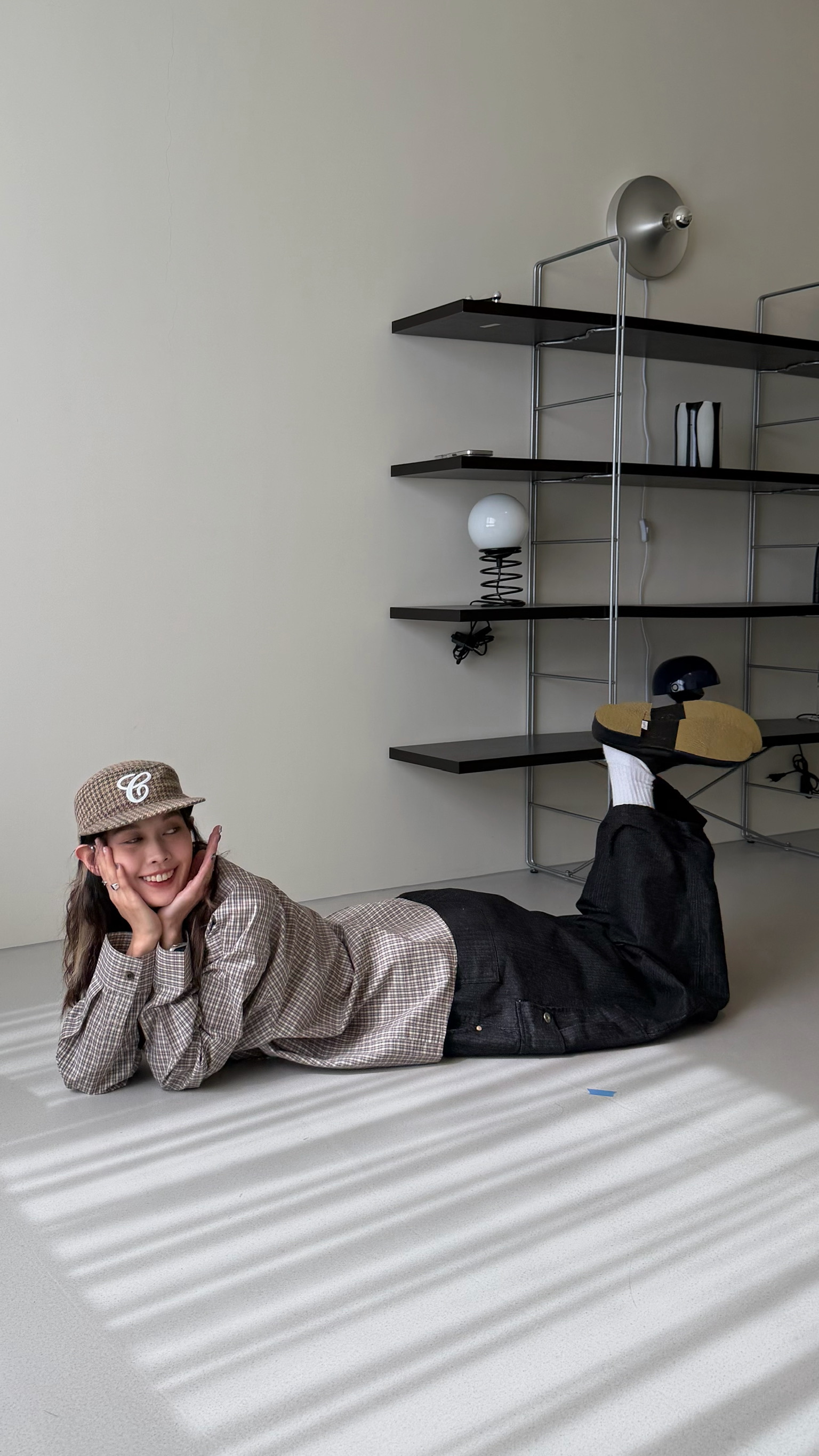 可可色格紋襯衫