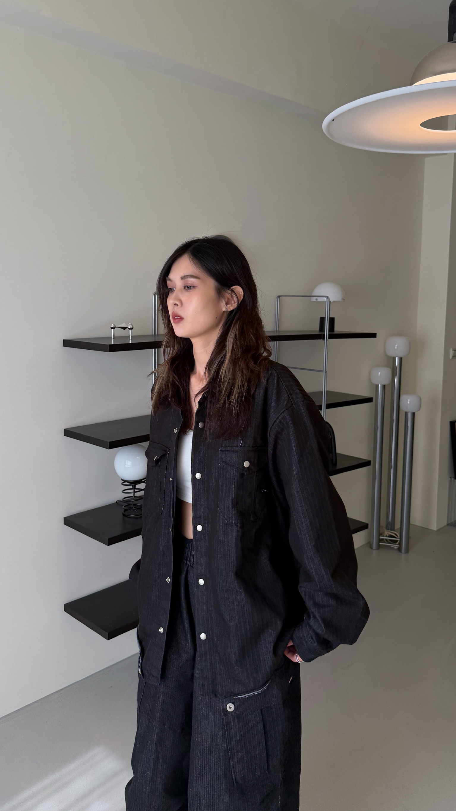 直紋丹寧口袋襯衫☝🏻