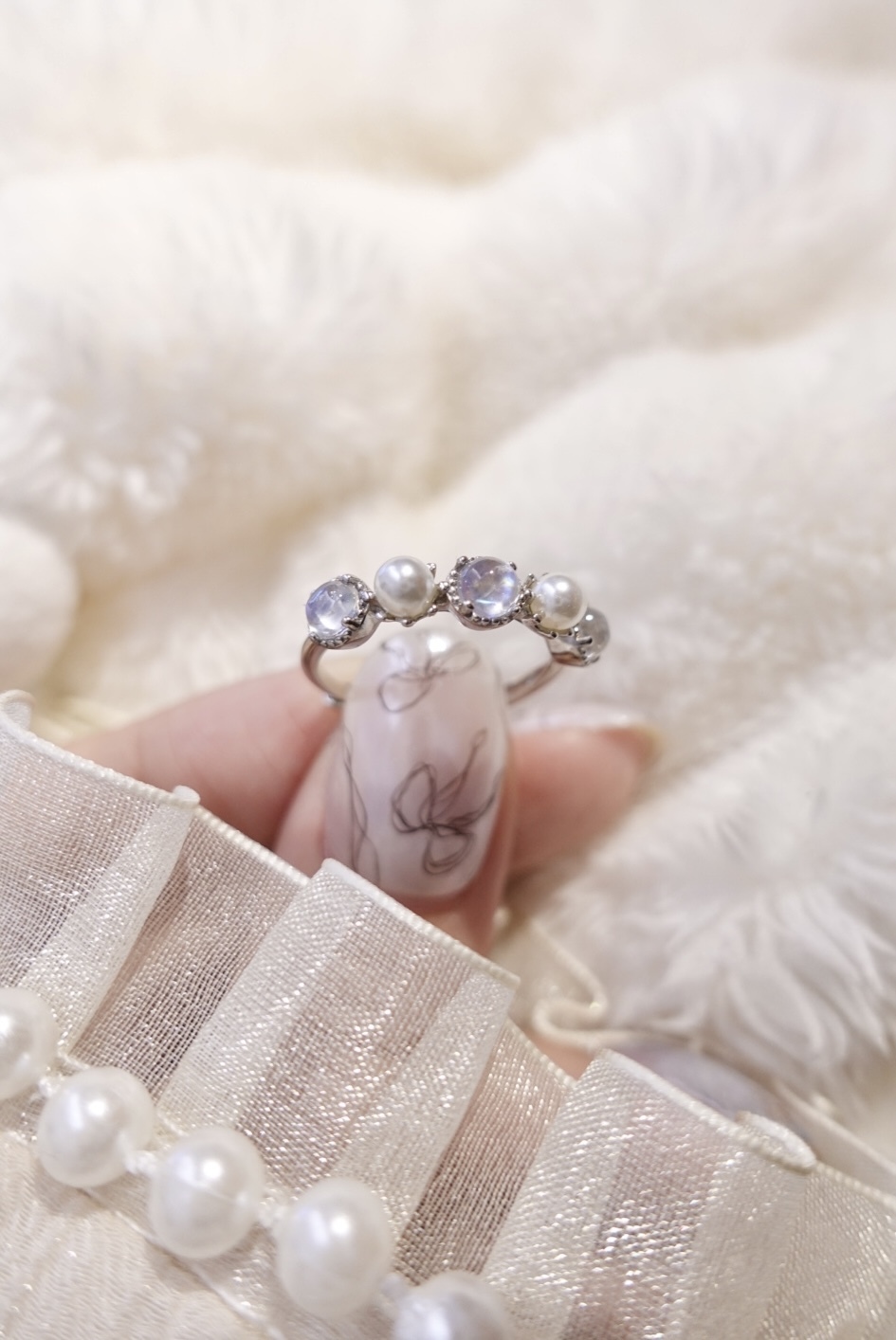 《 預購 》月光x珍珠排戒