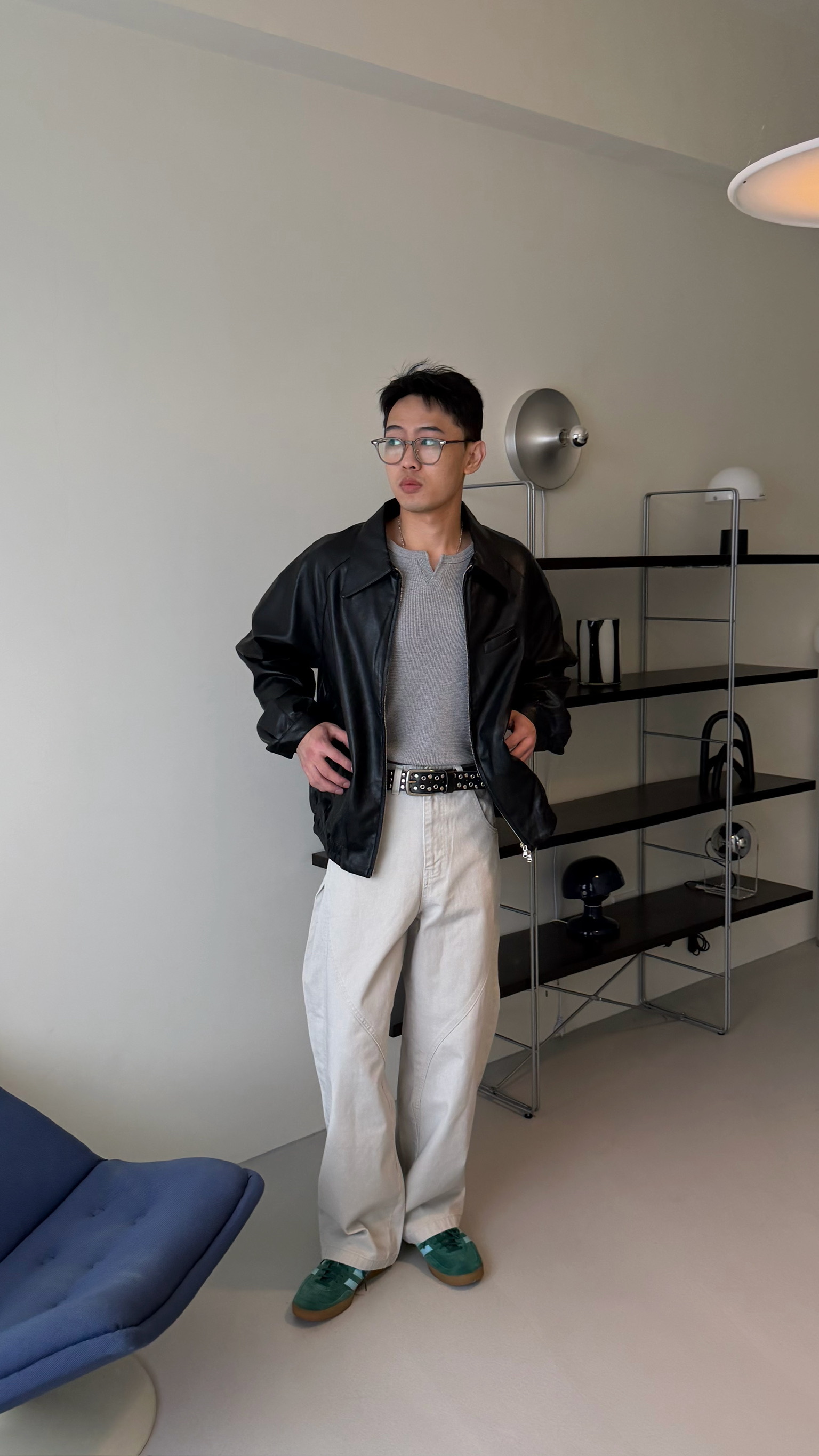 柔軟皮革俐落夾克☝🏻