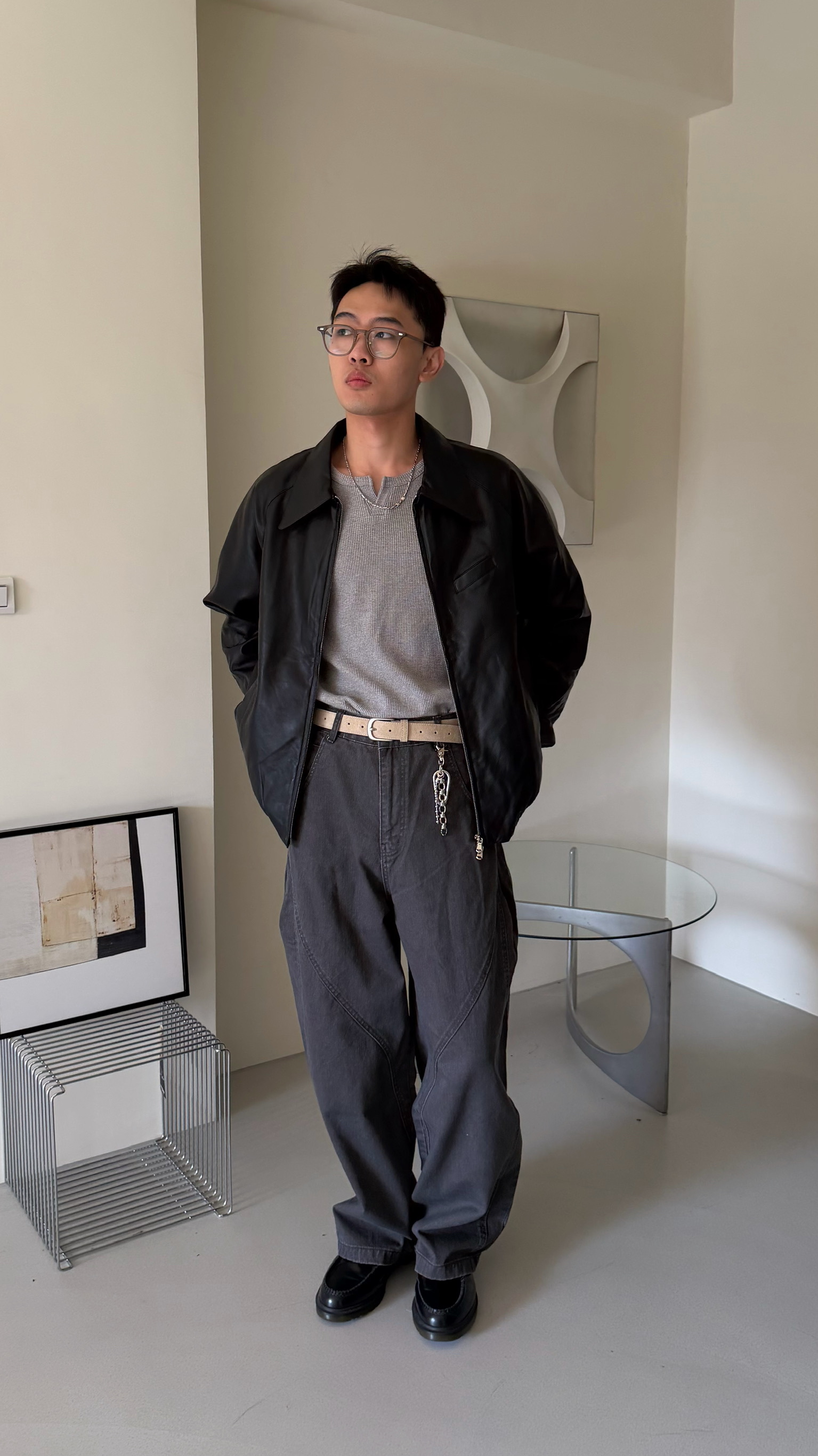 柔軟皮革俐落夾克☝🏻