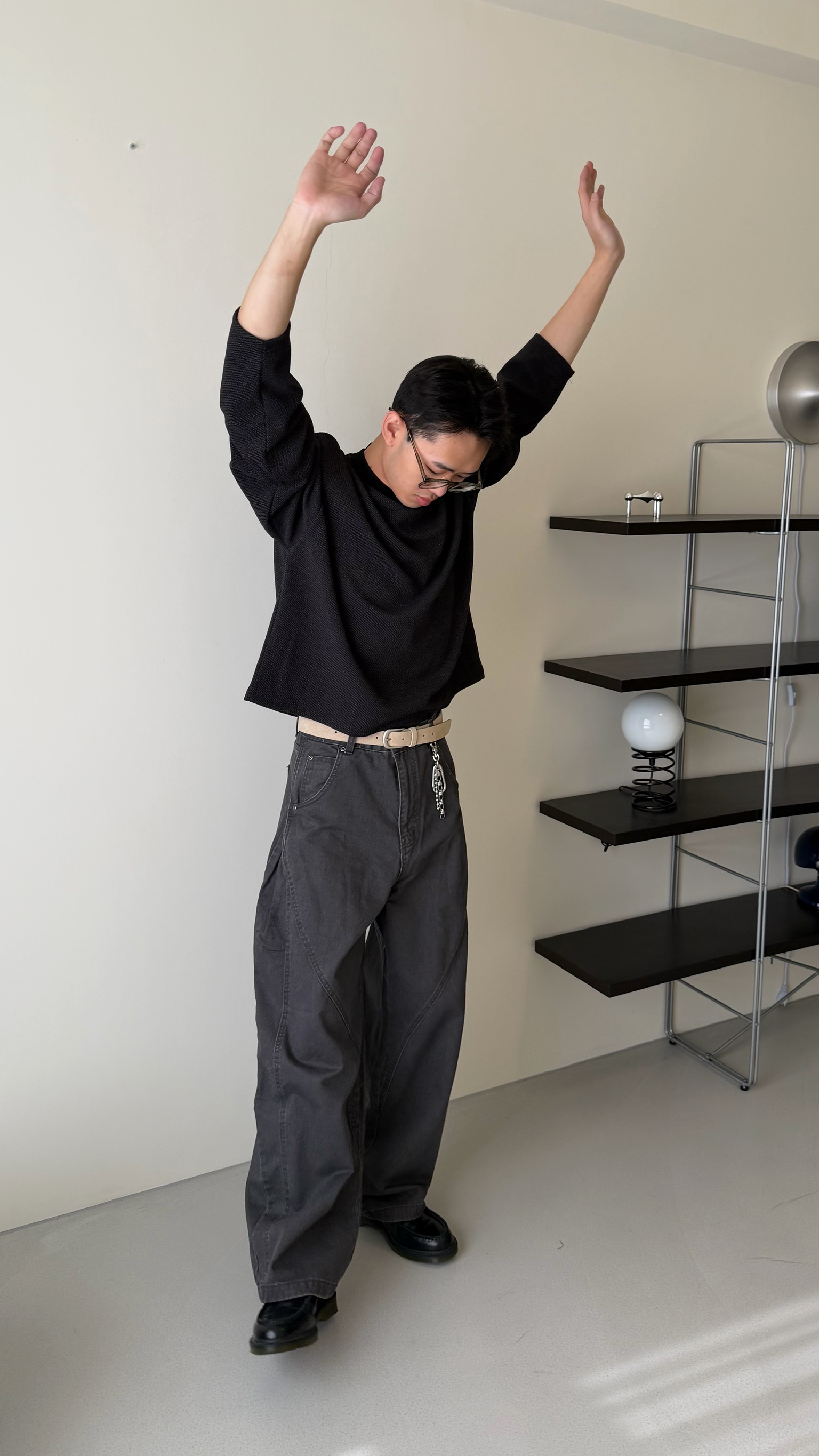 繭型弧線單寧褲