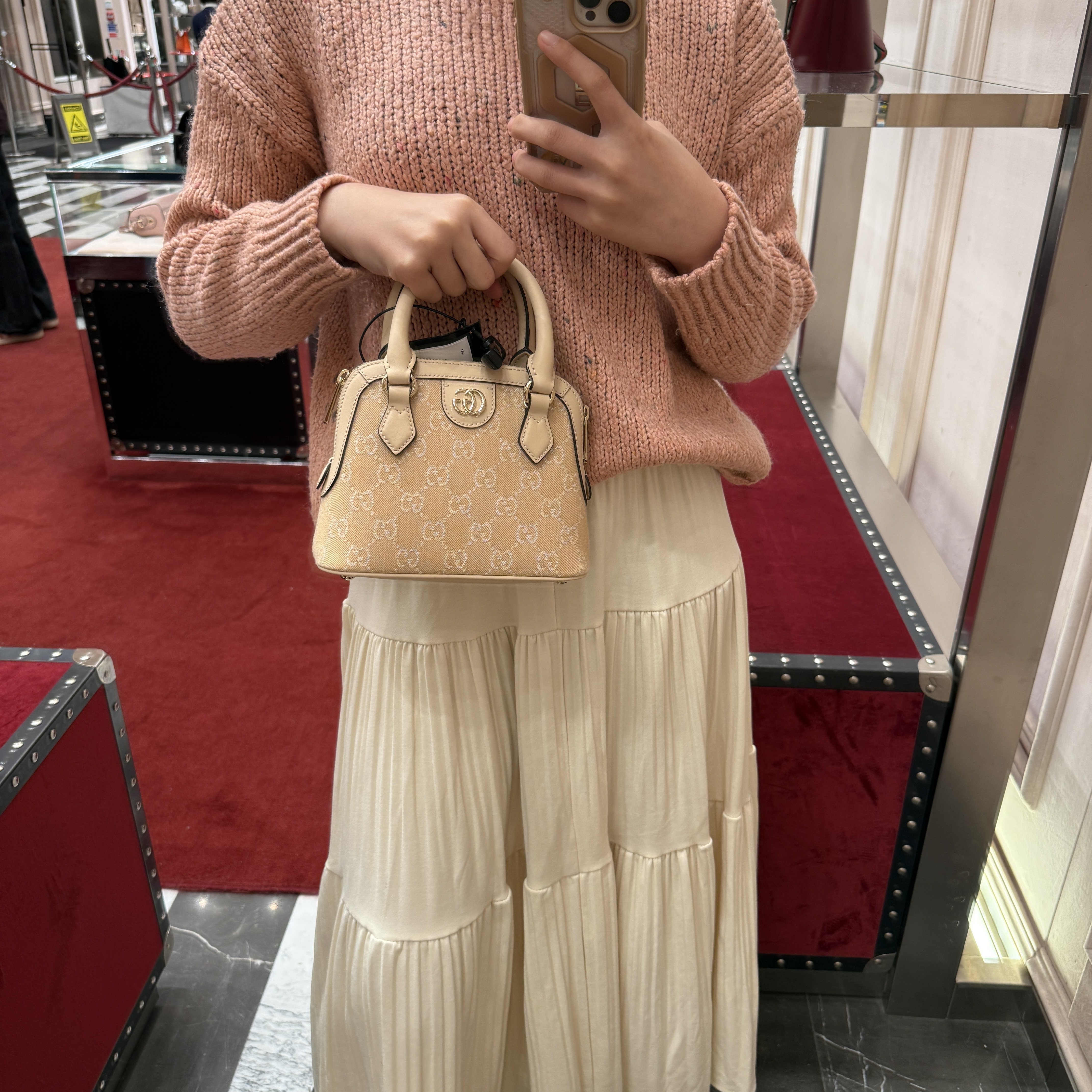 Gucci Ophidia GG Mini Top Handle Handbag Beige 772216