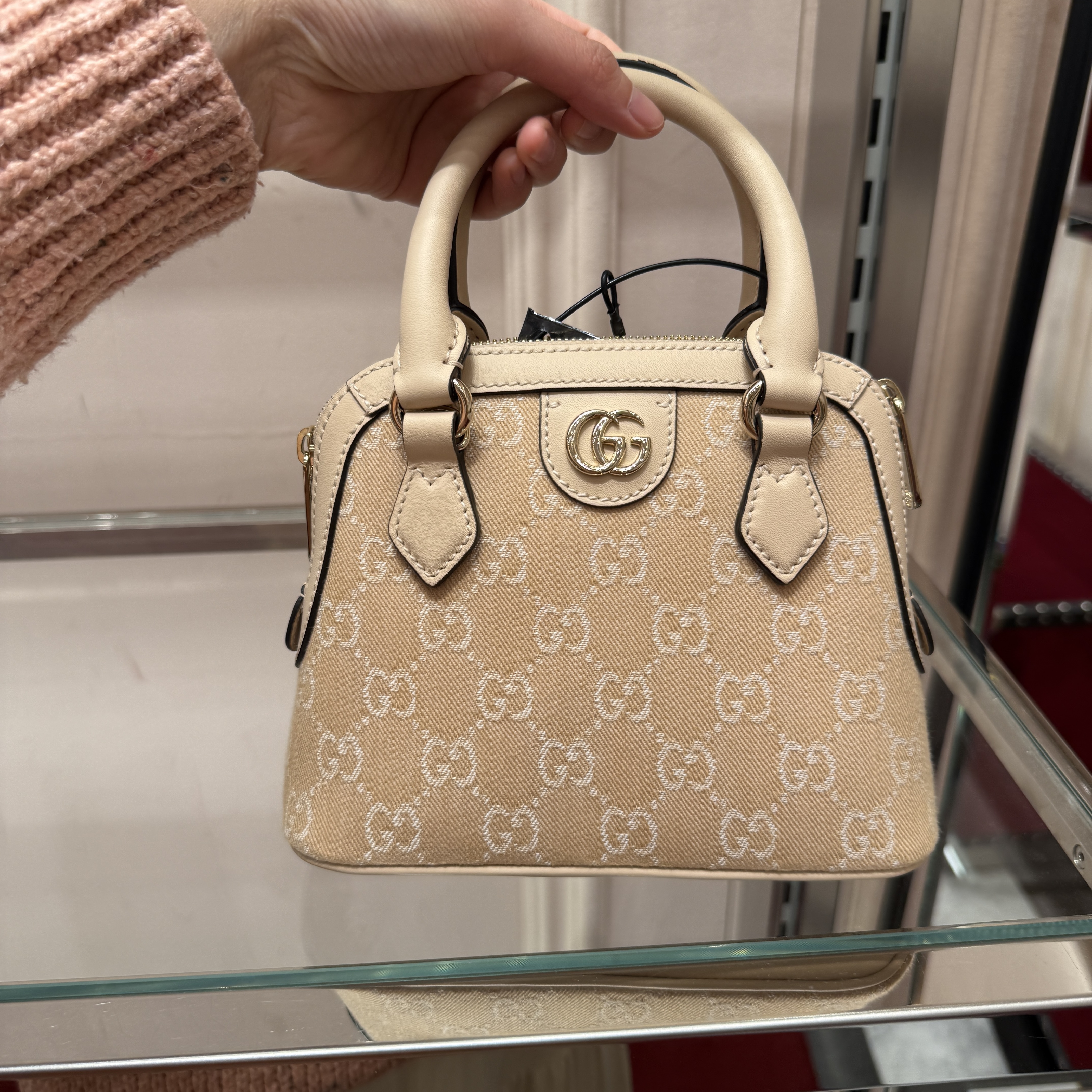 Gucci Ophidia GG Mini Top Handle Handbag Beige 772216