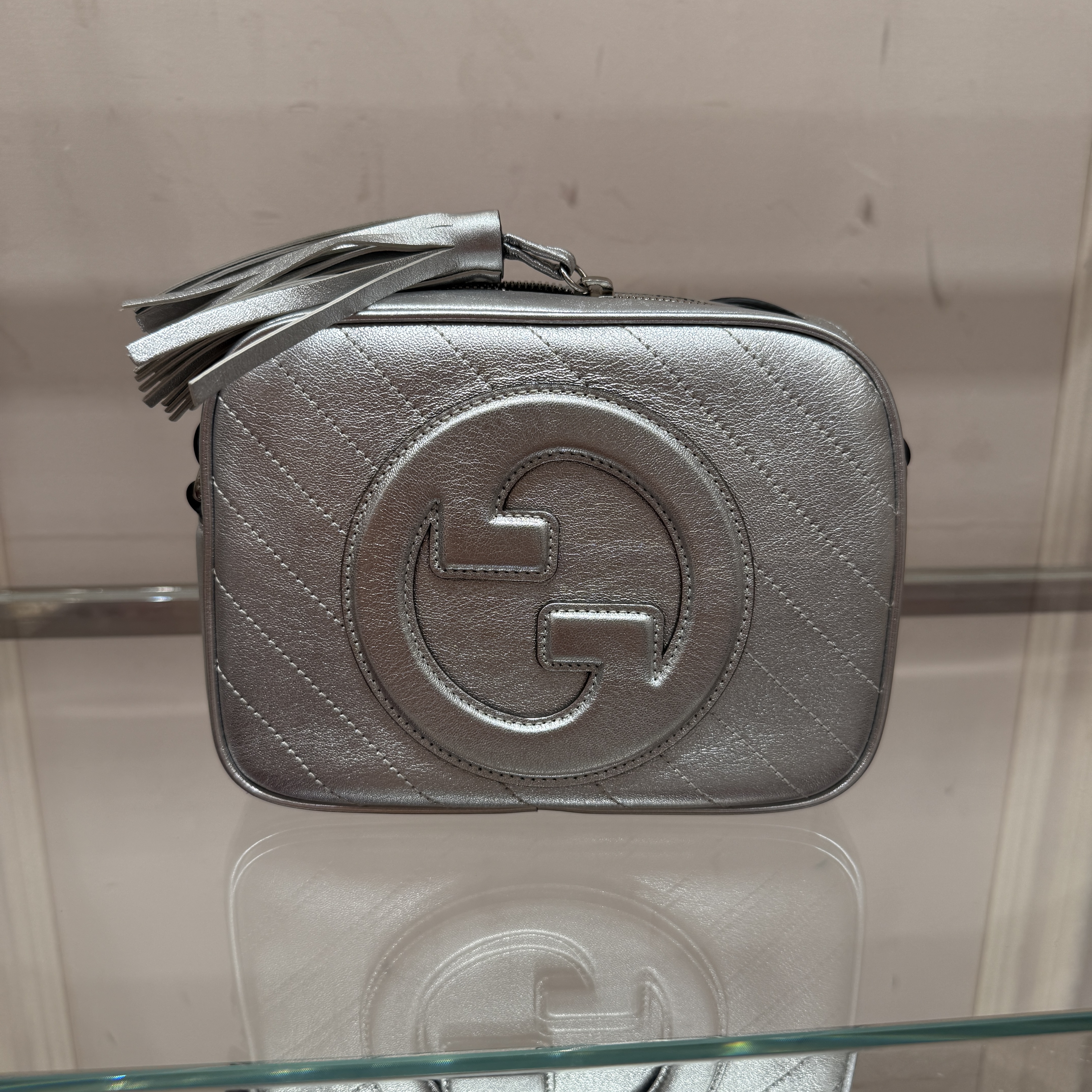 Gucci Blondie Crossbody Camera Bah Gold and Silver 742360