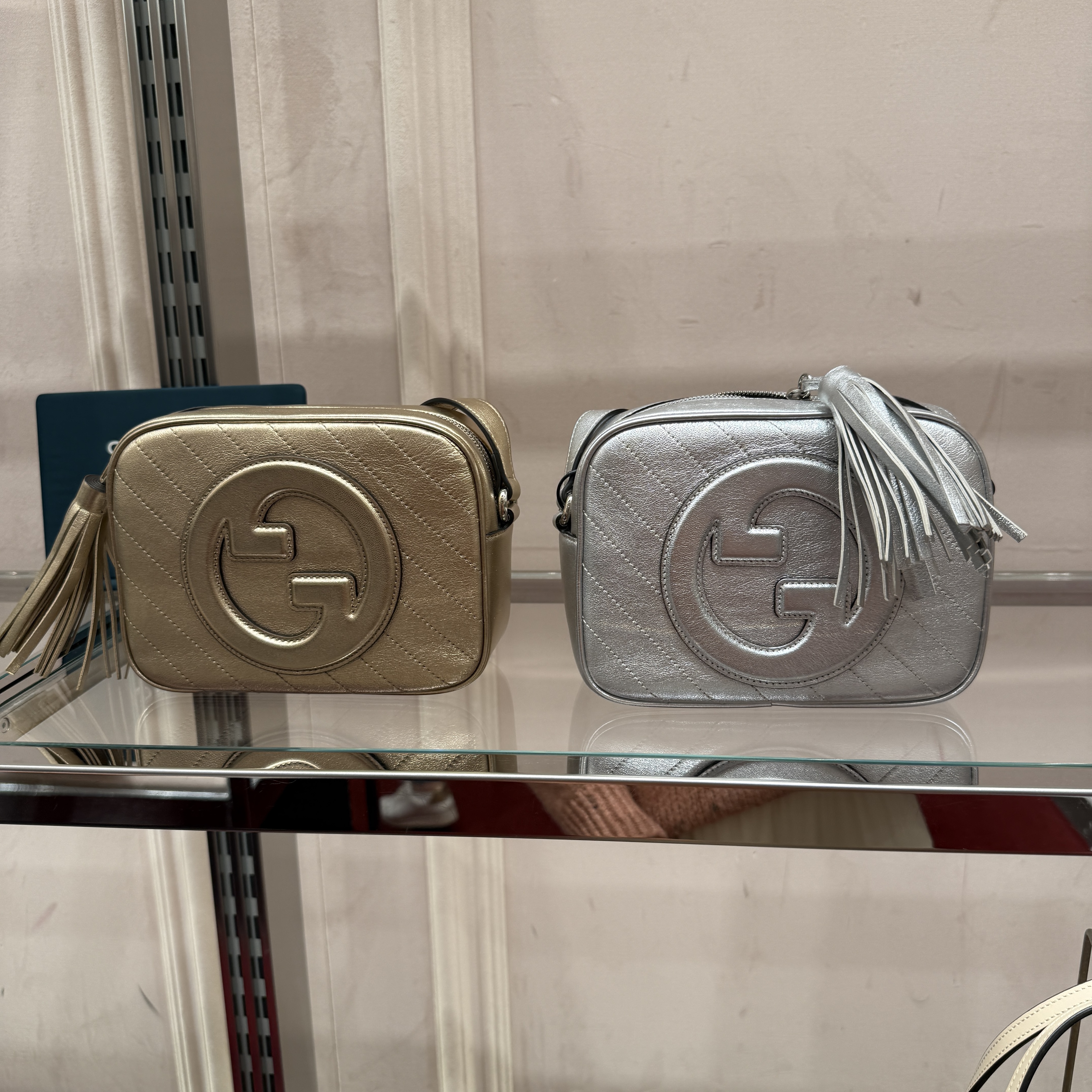 Gucci Blondie Crossbody Camera Bah Gold and Silver 742360