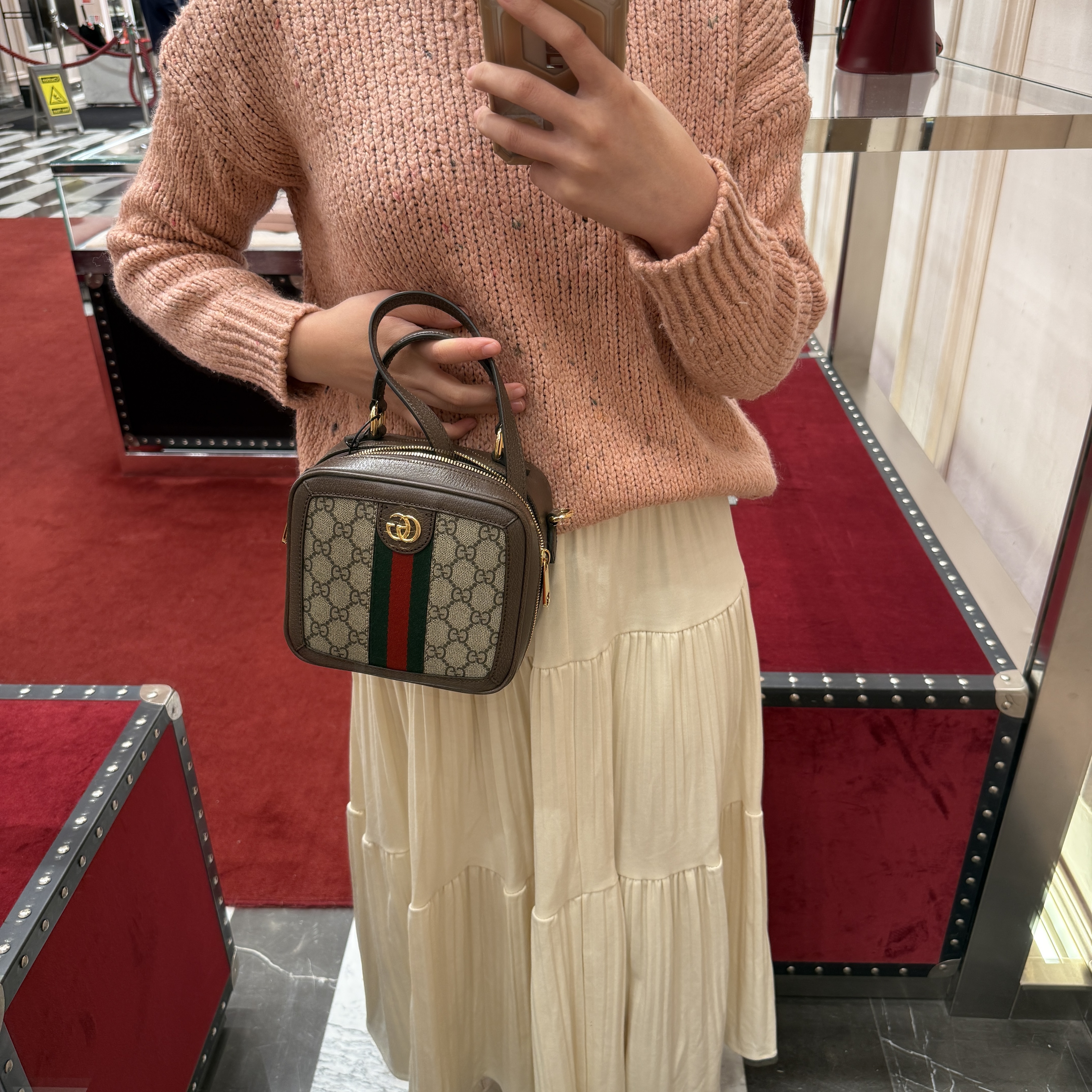 Gucci GG Supreme Ophidia Top Handle Bag Brown 772157