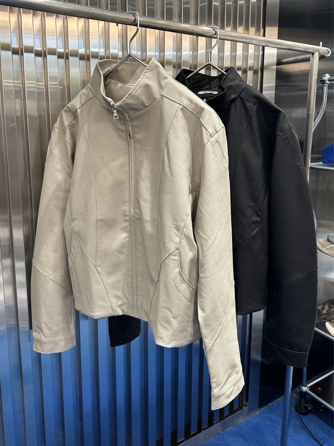 企領拉鍊合成皮褸 LEGIT-069JK