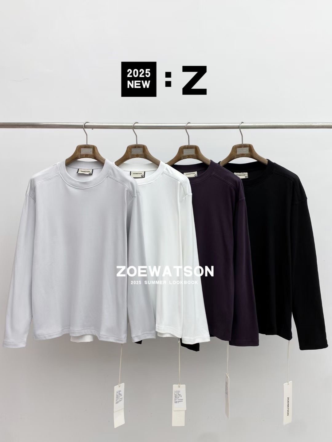 圓領解構打底衫 薄長t z5008  zoewatson