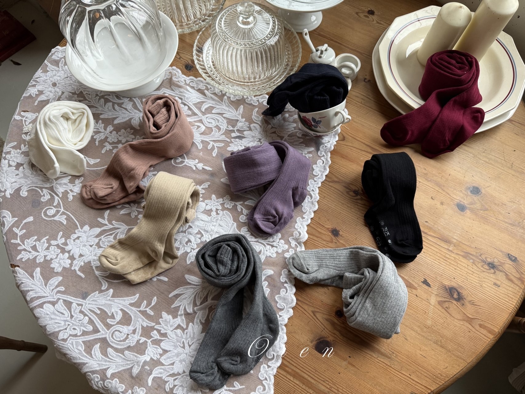 Oren Velour Ribbed Tights