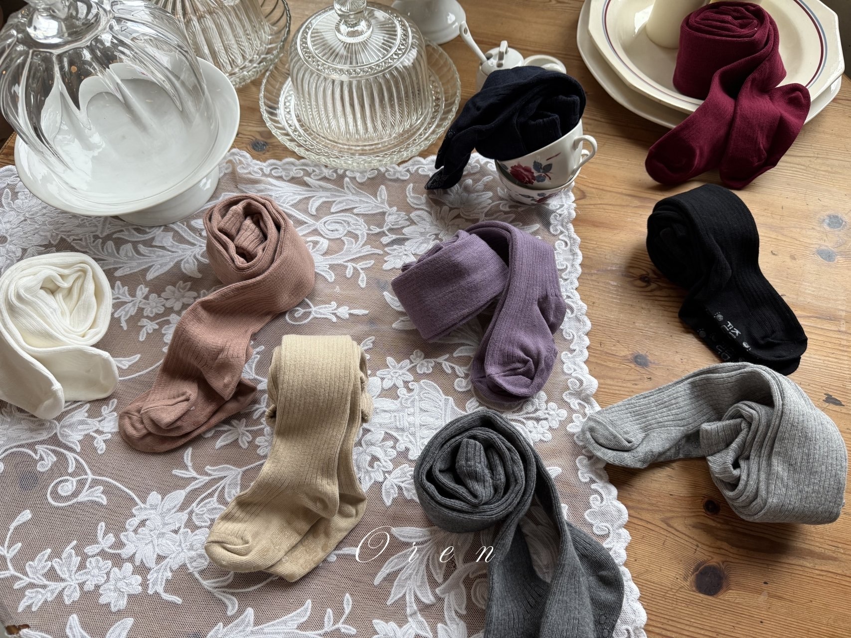 Oren Velour Ribbed Tights