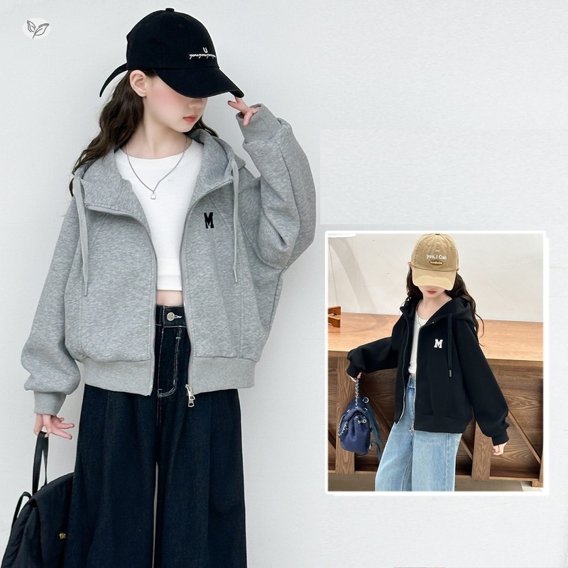 刺繡字母M連帽外套 2色 120-170cm