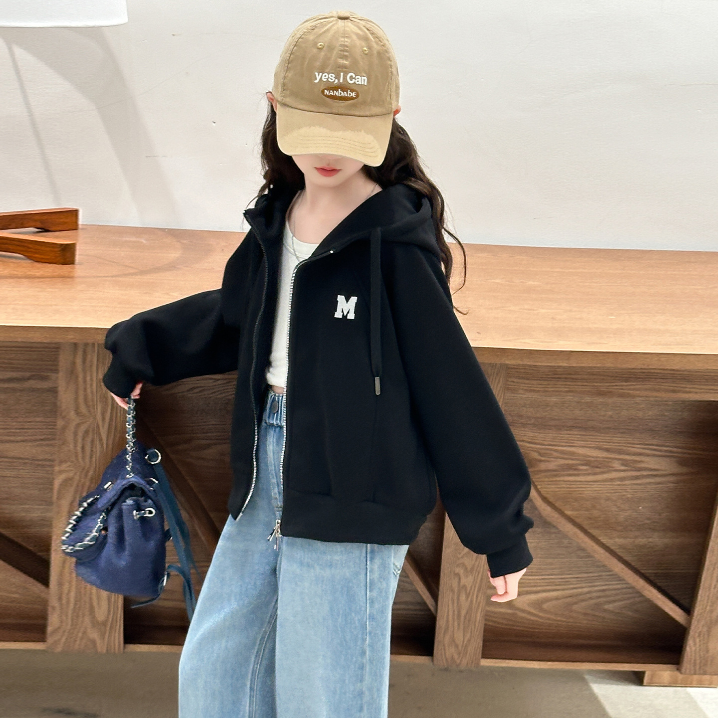 刺繡字母M連帽外套 2色 120-170cm