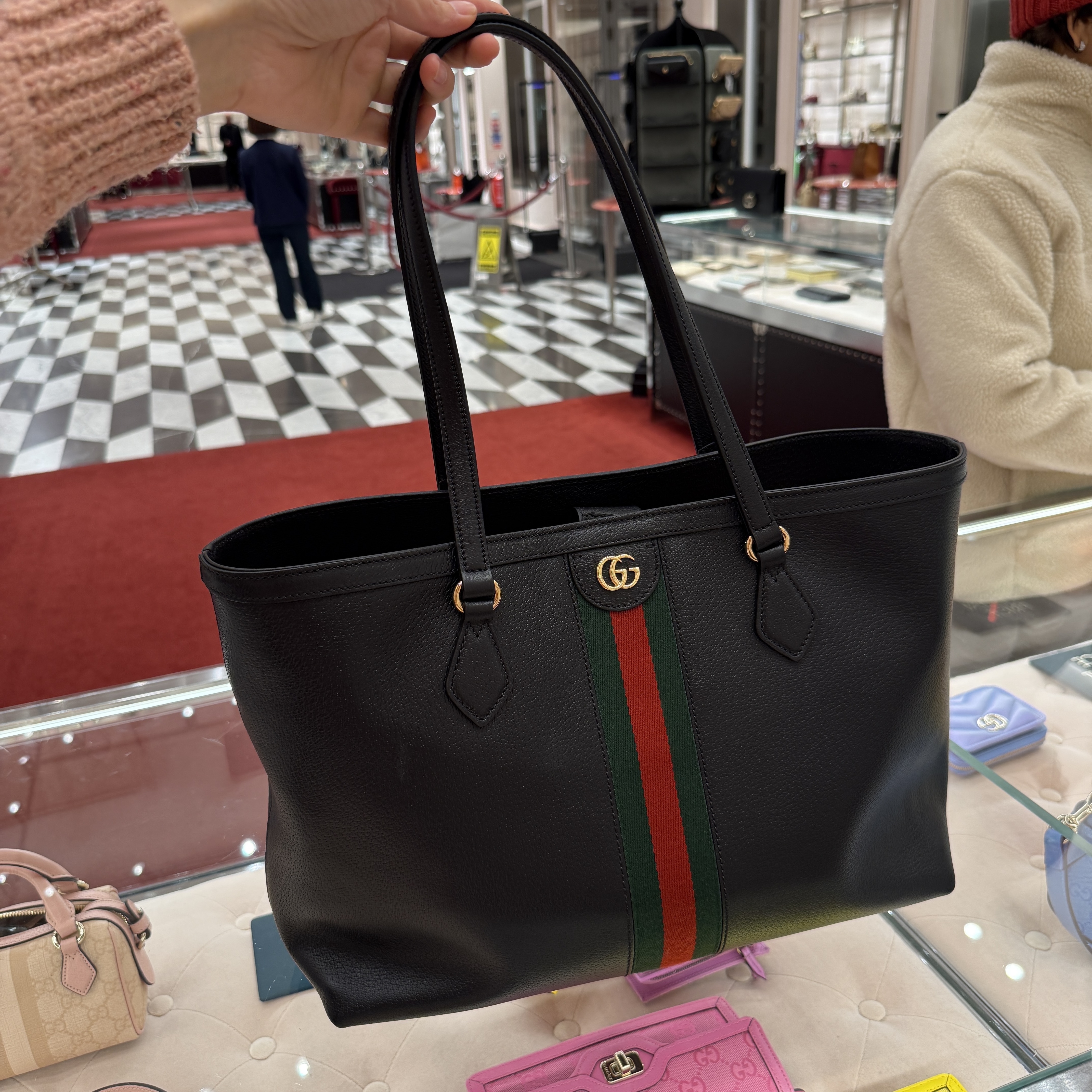 Gucci GG Ophidia Web Stripe Tote Bag Black 779817