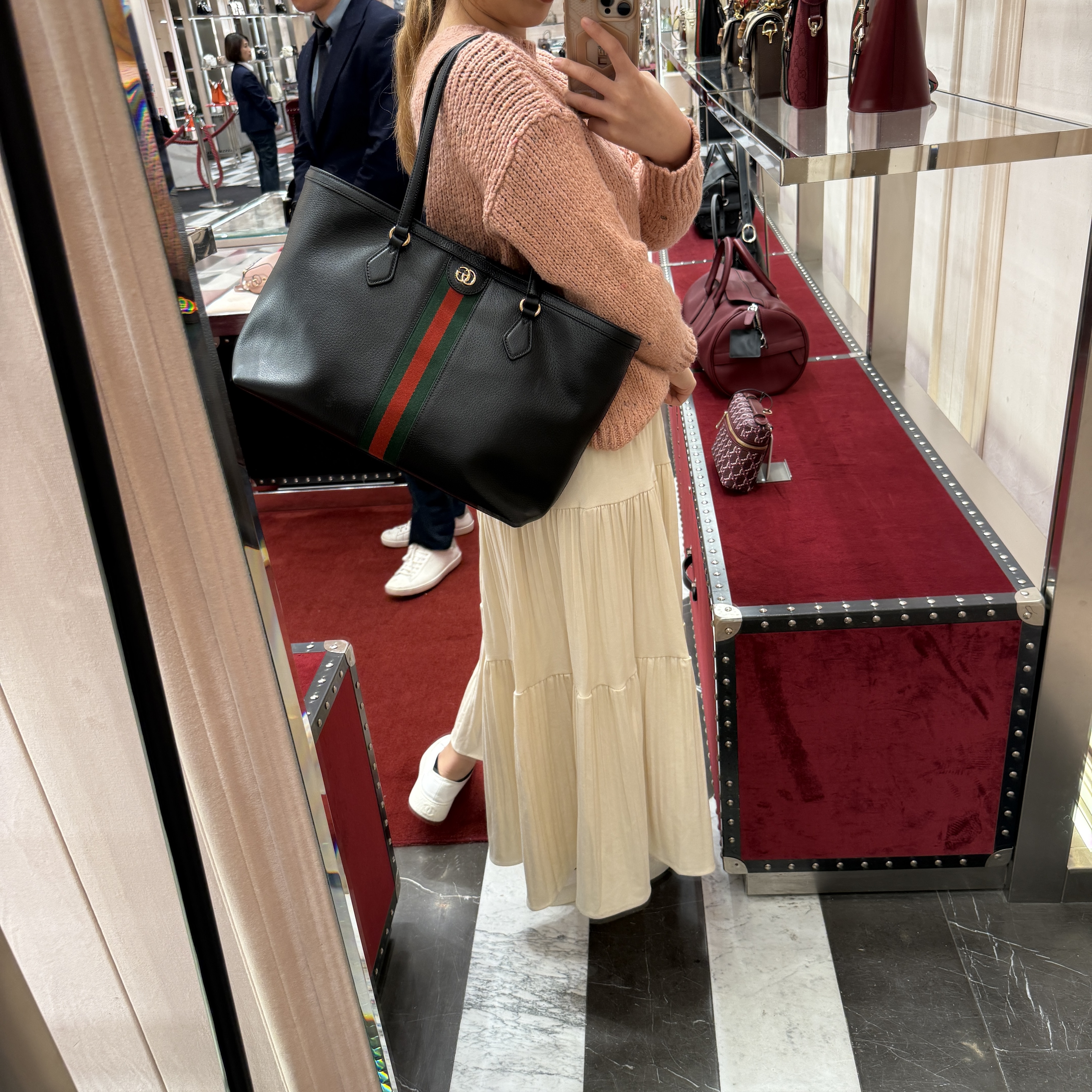 Gucci GG Ophidia Web Stripe Tote Bag Black 779817