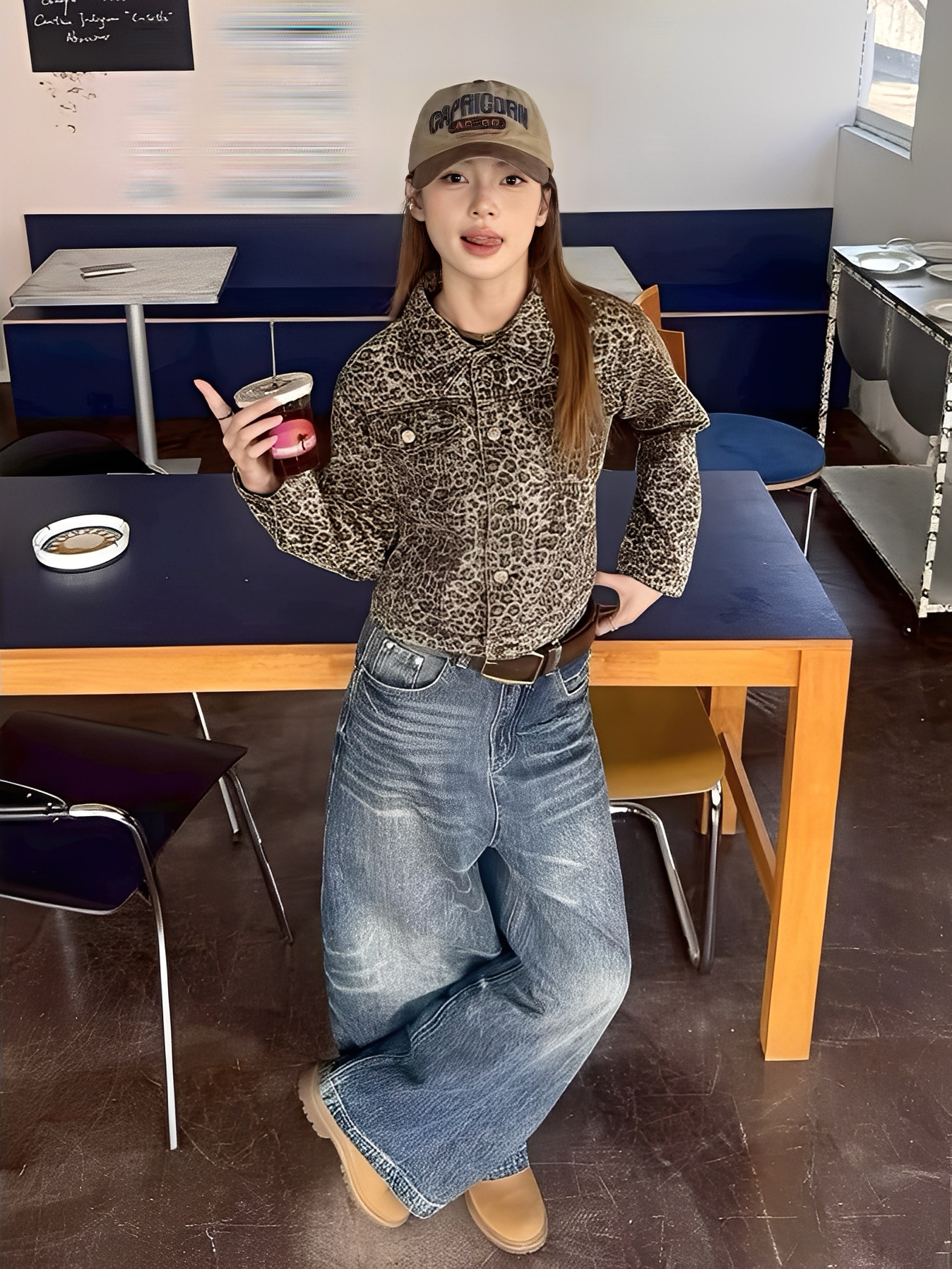 #單件免運 做舊 復古 貓抓 設計 彎刀 牛仔 長褲 彎刀褲