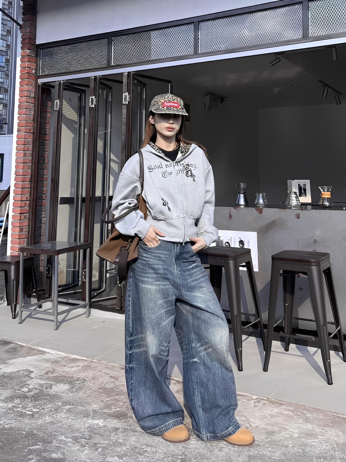 #單件免運 做舊 復古 貓抓 設計 彎刀 牛仔 長褲 彎刀褲