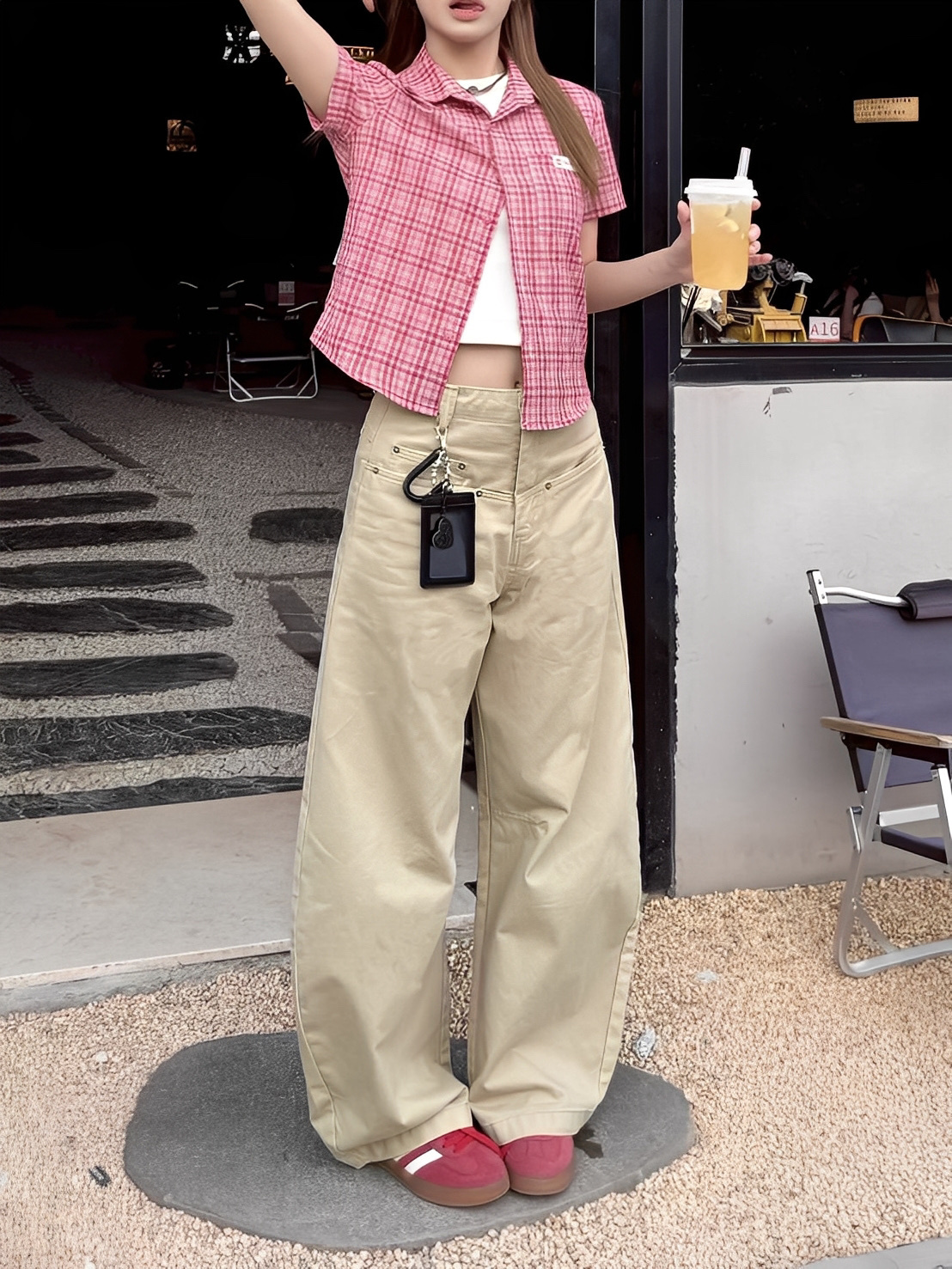 2色 美式 復古 Cleanfit 解構 男女 老錢風 彎刀褲