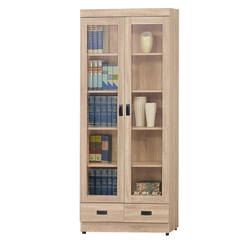 達爾思2.7尺二門二抽書櫃/收納櫃