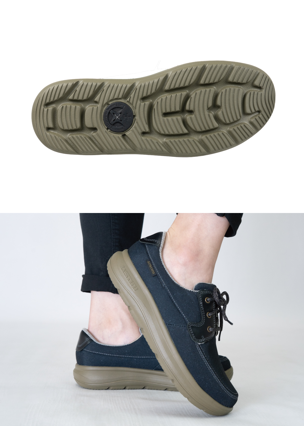 USTINI 我挺你健康鞋 水土服氣綁帶布鞋 沉靜黑1