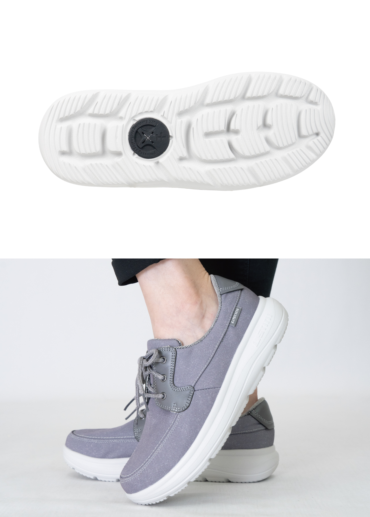 USTINI 我挺你健康鞋 水土服氣綁帶布鞋 清水灰1