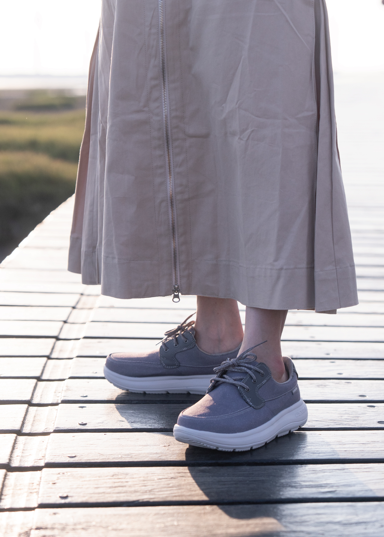 USTINI 我挺你健康鞋 水土服氣綁帶布鞋 清水灰 實穿照5