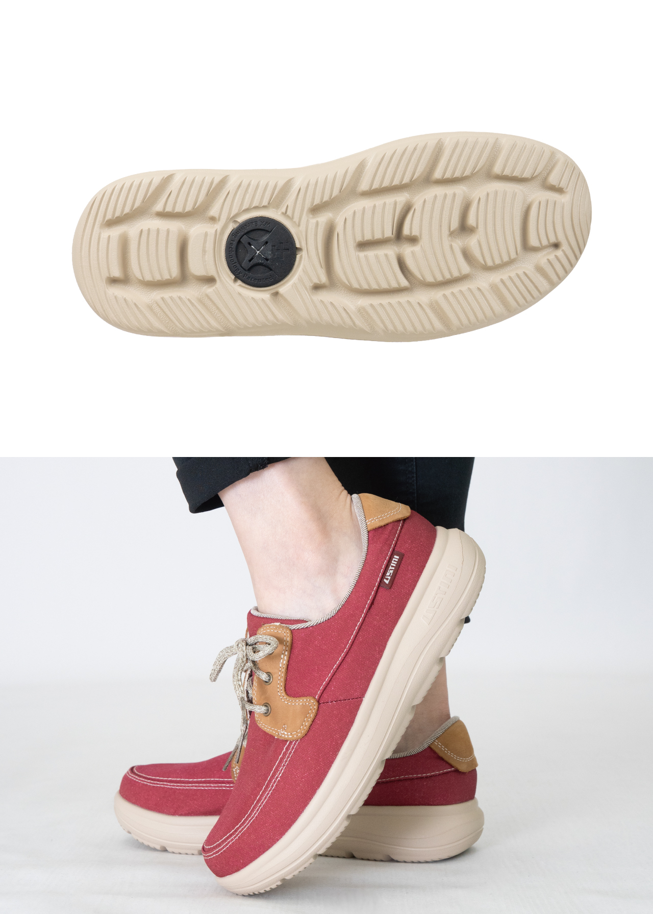 USTINI 我挺你健康鞋 水土服氣綁帶布鞋 山楂紅1