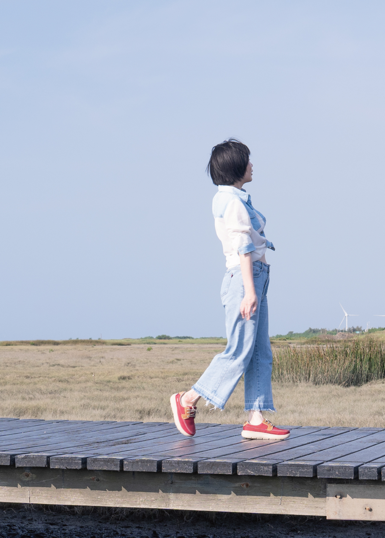 USTINI 我挺你健康鞋 水土服氣綁帶布鞋 山楂紅 實穿照5