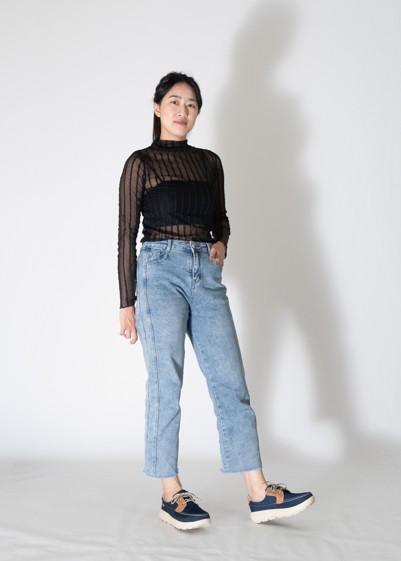 USTINI 我挺你健康鞋 水土服氣綁帶布鞋 暮海藍 實穿照2