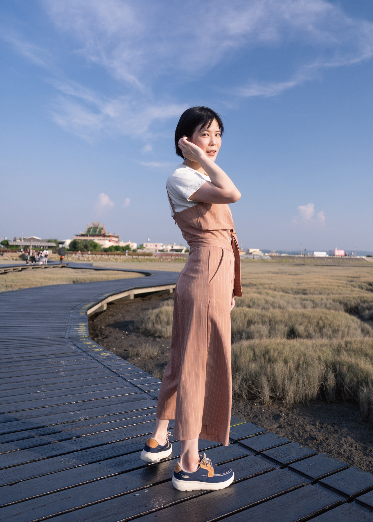 USTINI 我挺你健康鞋 水土服氣綁帶布鞋 暮海藍 實穿照4