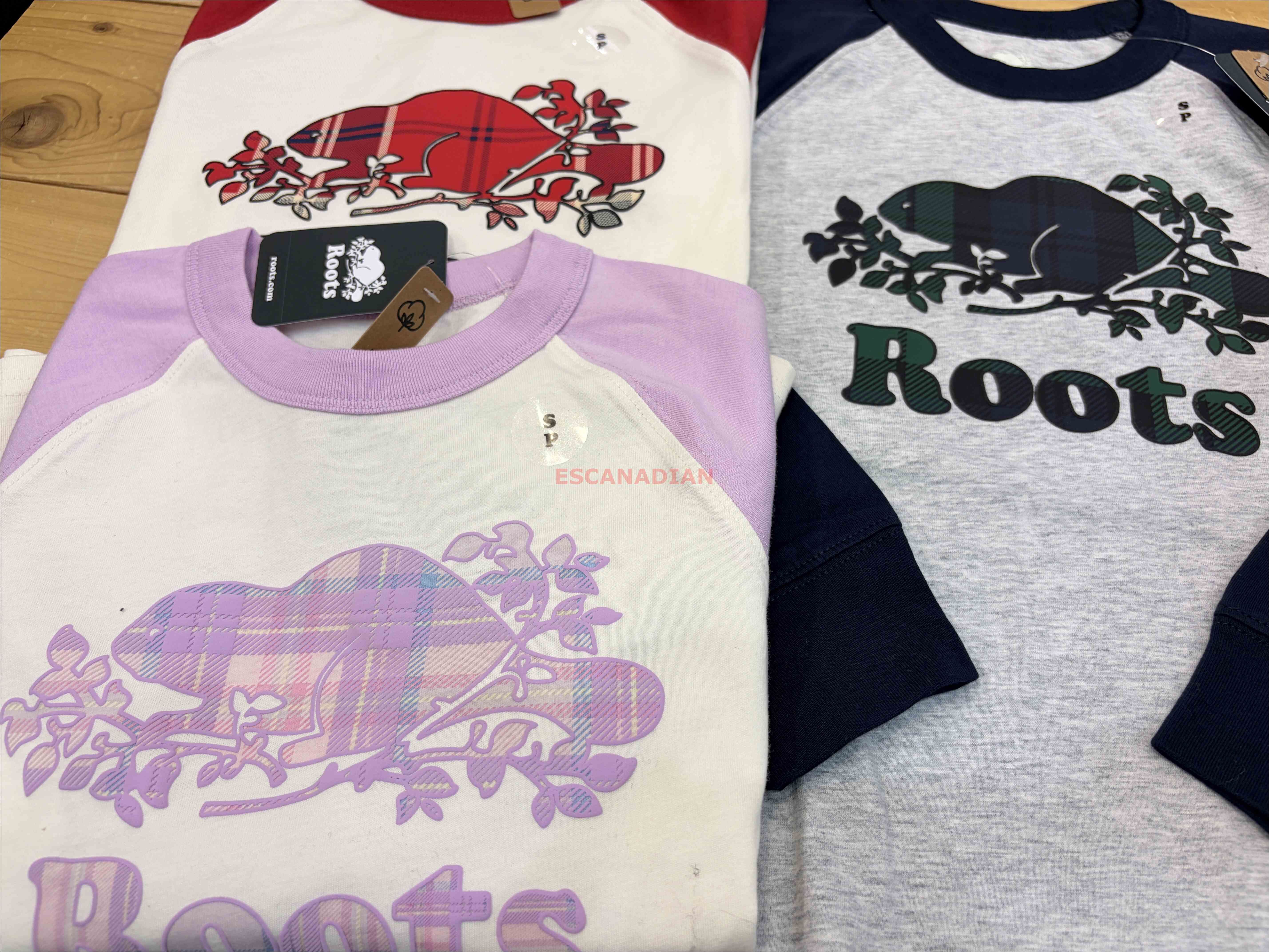 ROOTS 大童 格紋系列 棒球袖 長TEE (3色)