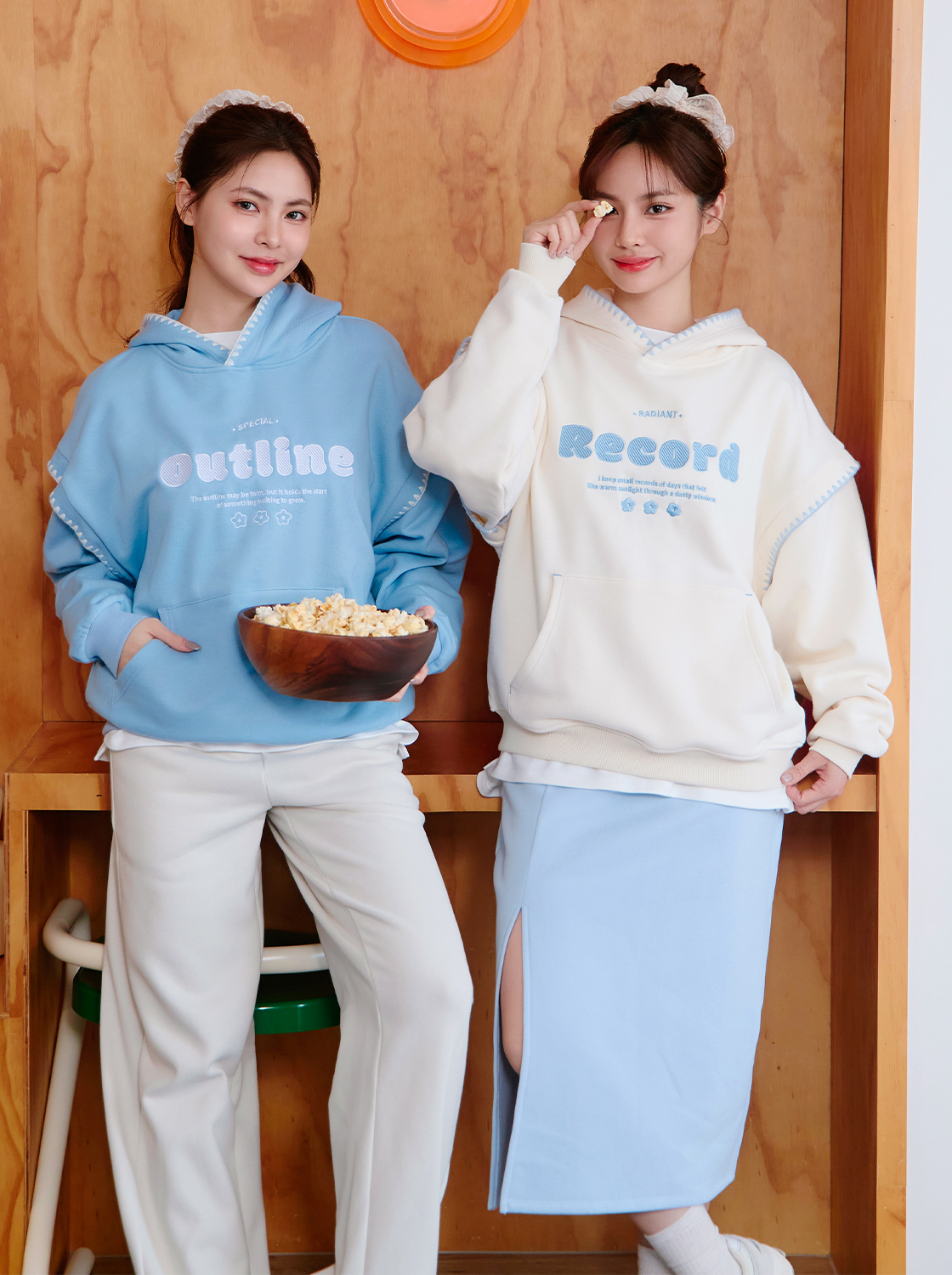 【第二件5折】貝殼縫字母印花連帽上衣