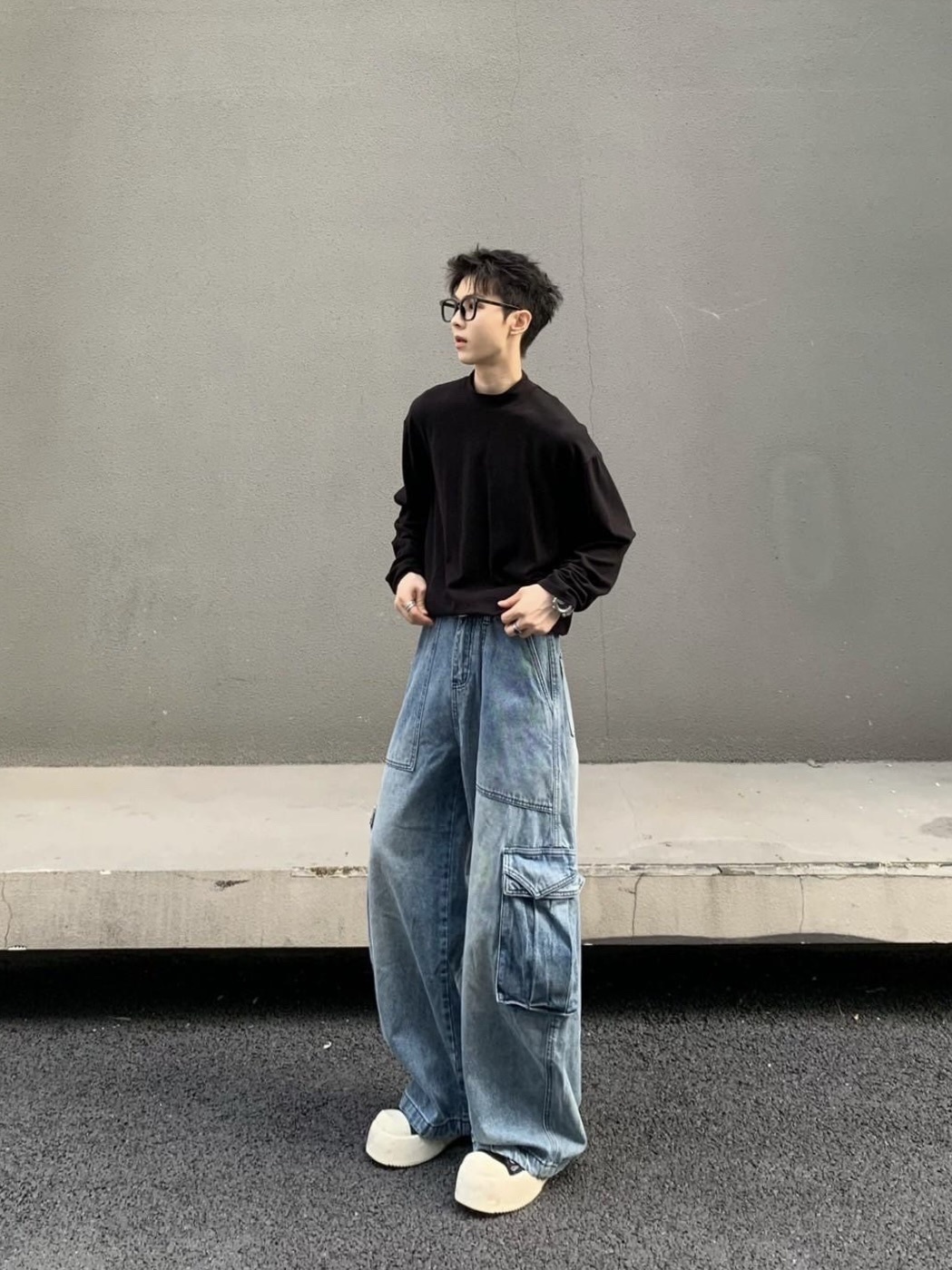 美式 復古 立體 大口袋 工裝 牛仔 長褲