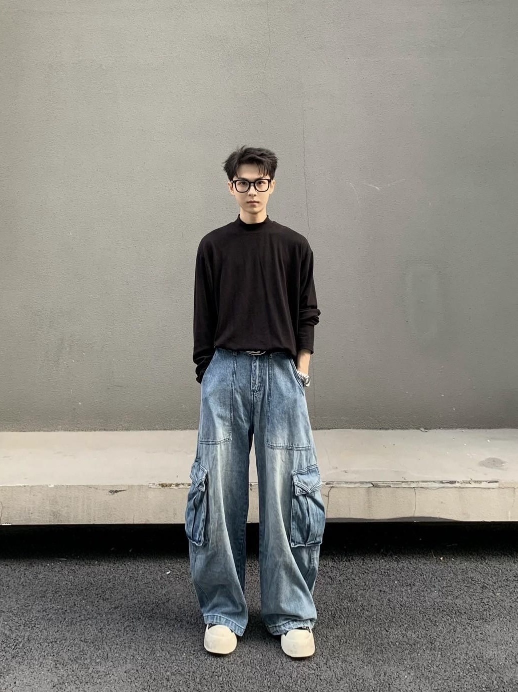 美式 復古 立體 大口袋 工裝 牛仔 長褲