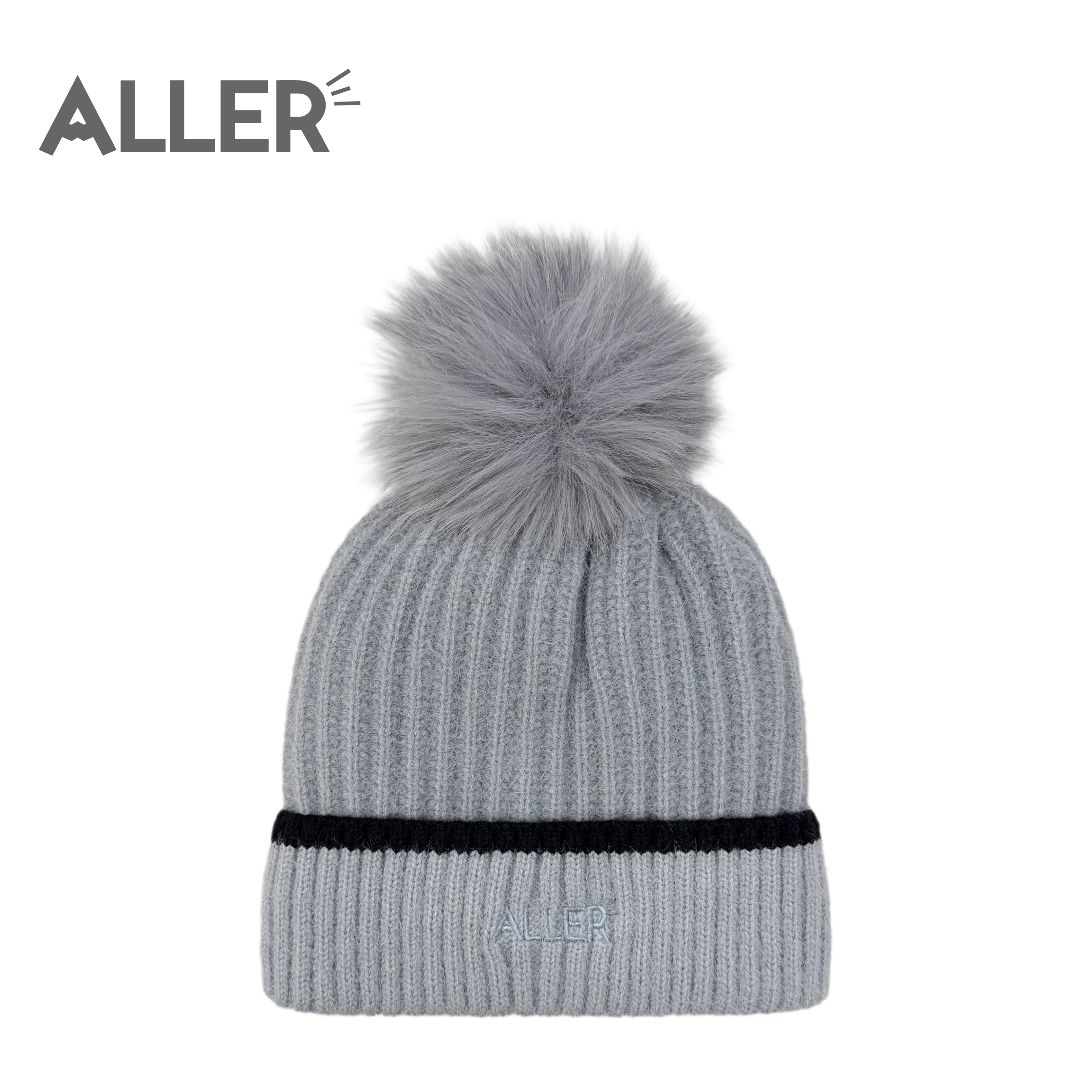 ALLER 線條加絨毛球保暖帽 中性款 (3色) 41AL9106