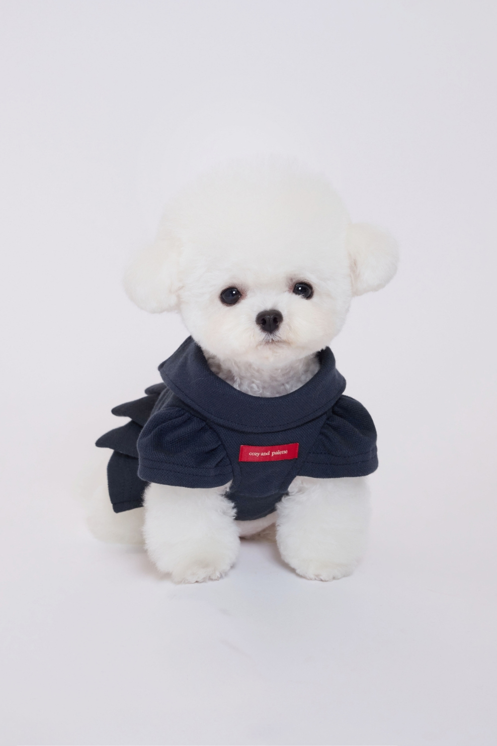 COZY-N百褶 Polo 洋裝_深藍