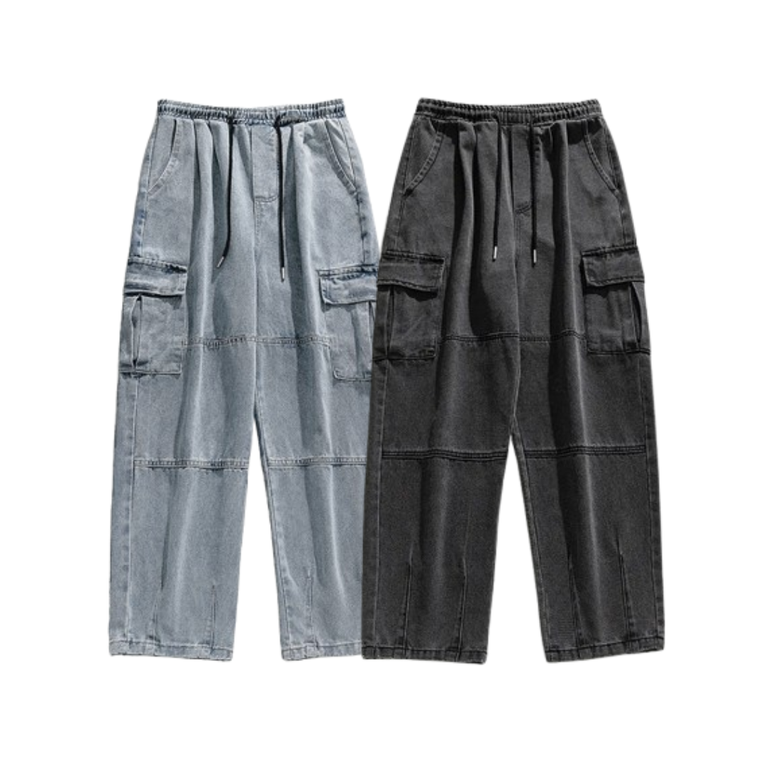美式街頭多口袋水洗工裝褲 KS2151