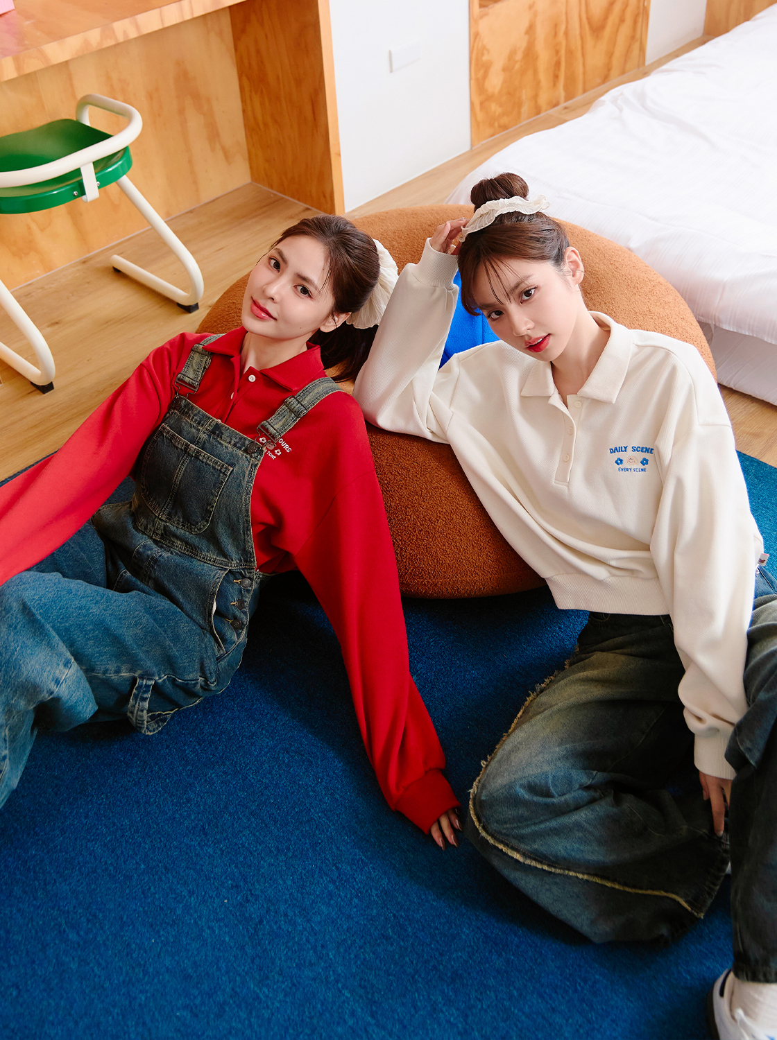 軟軟兔繡花polo領TEE