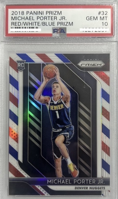 2018 PANINI PRIZM #32 MICHAEL PORTER JR. RED/WHITE/BLUE PRIZM 【PSA 10】小麥可·波特