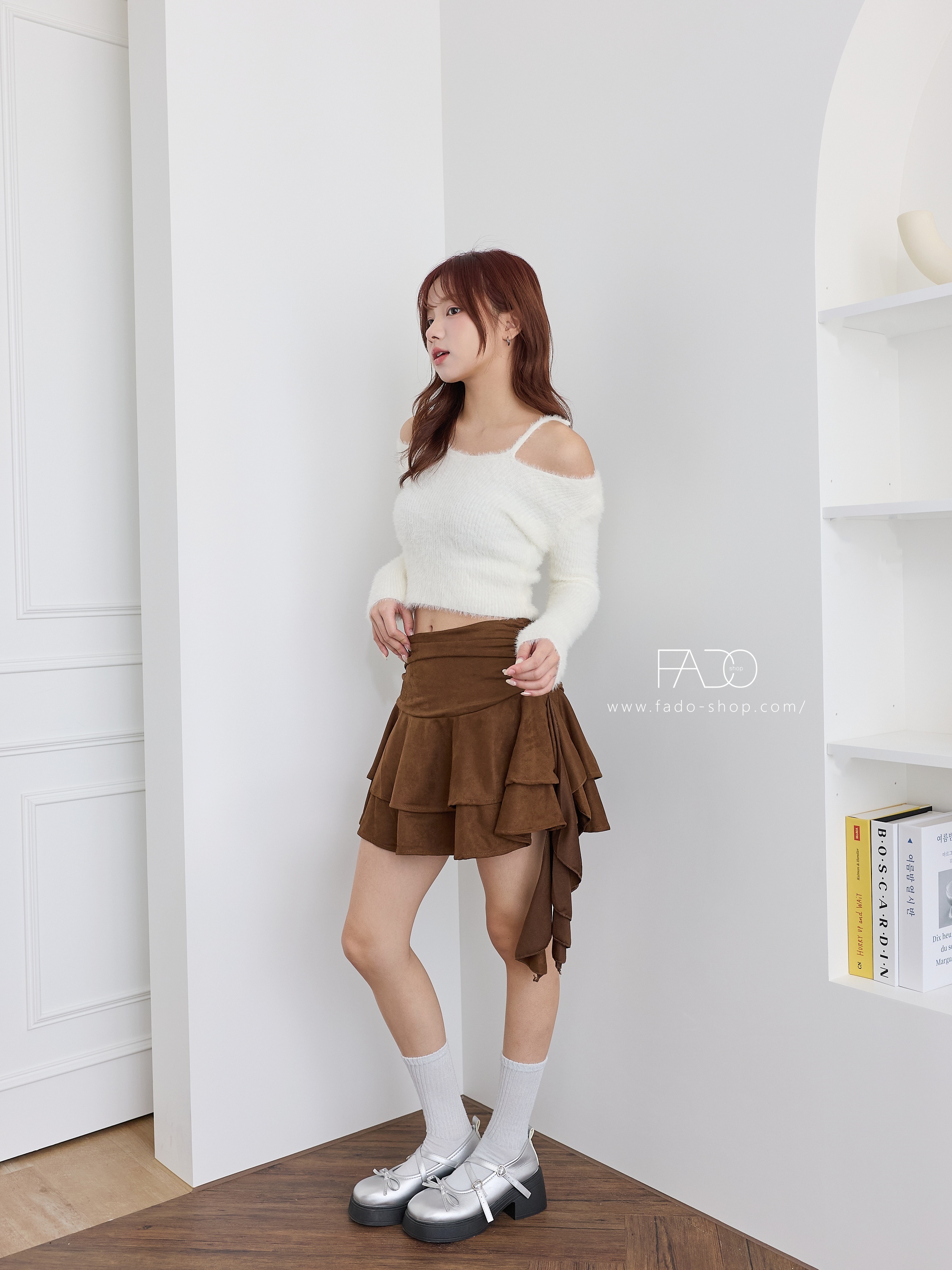 法朵Fado shop｜廢土風.☾⋆⁺₊ 抓皺側飄帶裙 4904002 二色